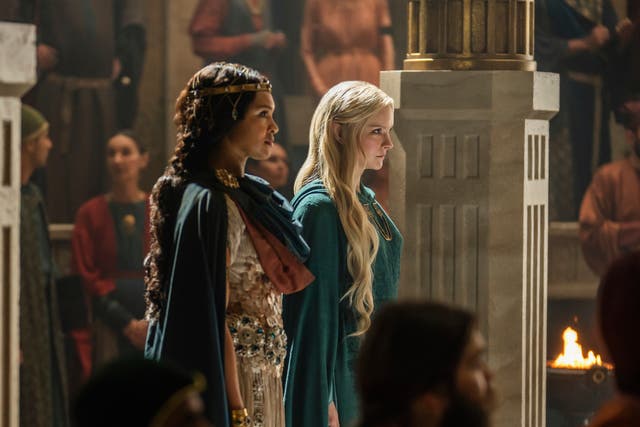 <p>Cynthia Addai-Robinson as Queen Regent Miriel of Númenor and Morfydd Clark as Galadriel in ‘The Rings of Power'</p>