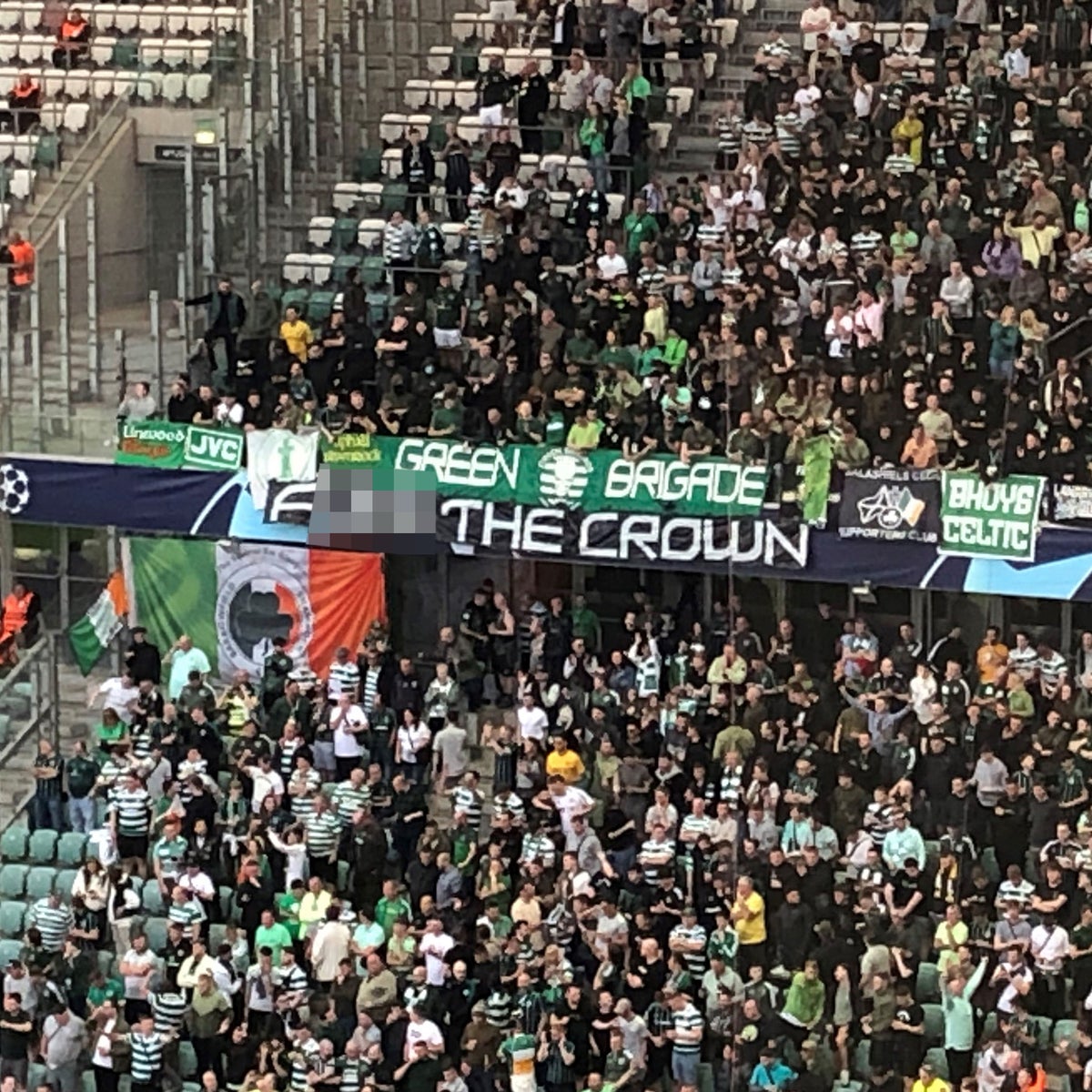 Celtic Fans Hold 'Antifascist' Banner During Champions League