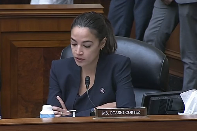 <p>Democratic representative Alexandria Ocasio-Cortez during House Oversight Committee hearing  on Thursday, 15 September 2022 </p>