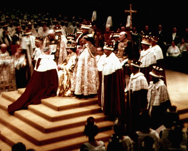 Queen Elizabeth II at her coronation in Westminster Abbey in 1953 (PA)
