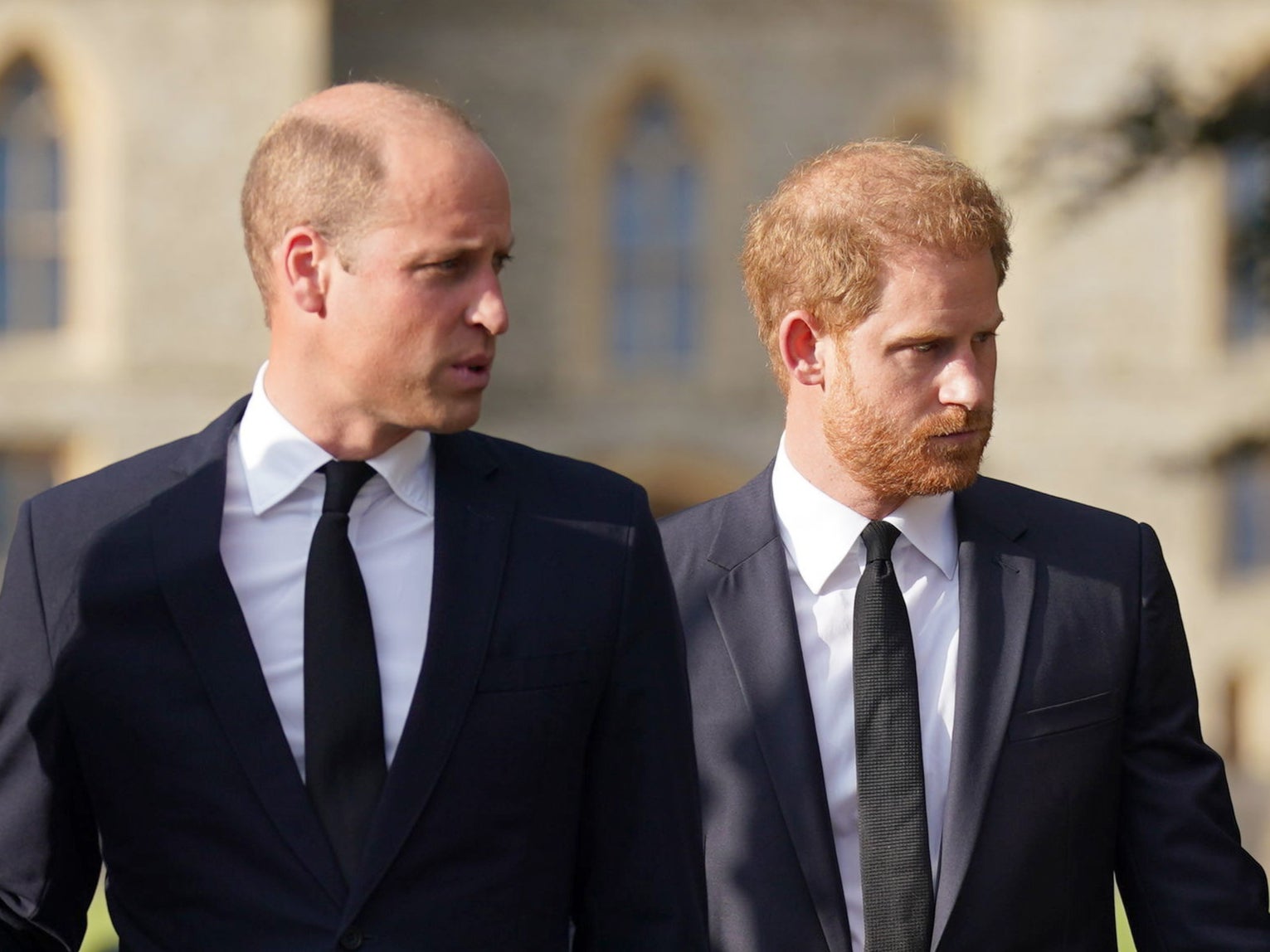Princes William and Harry at Windsor Castle after the death of their grandmother