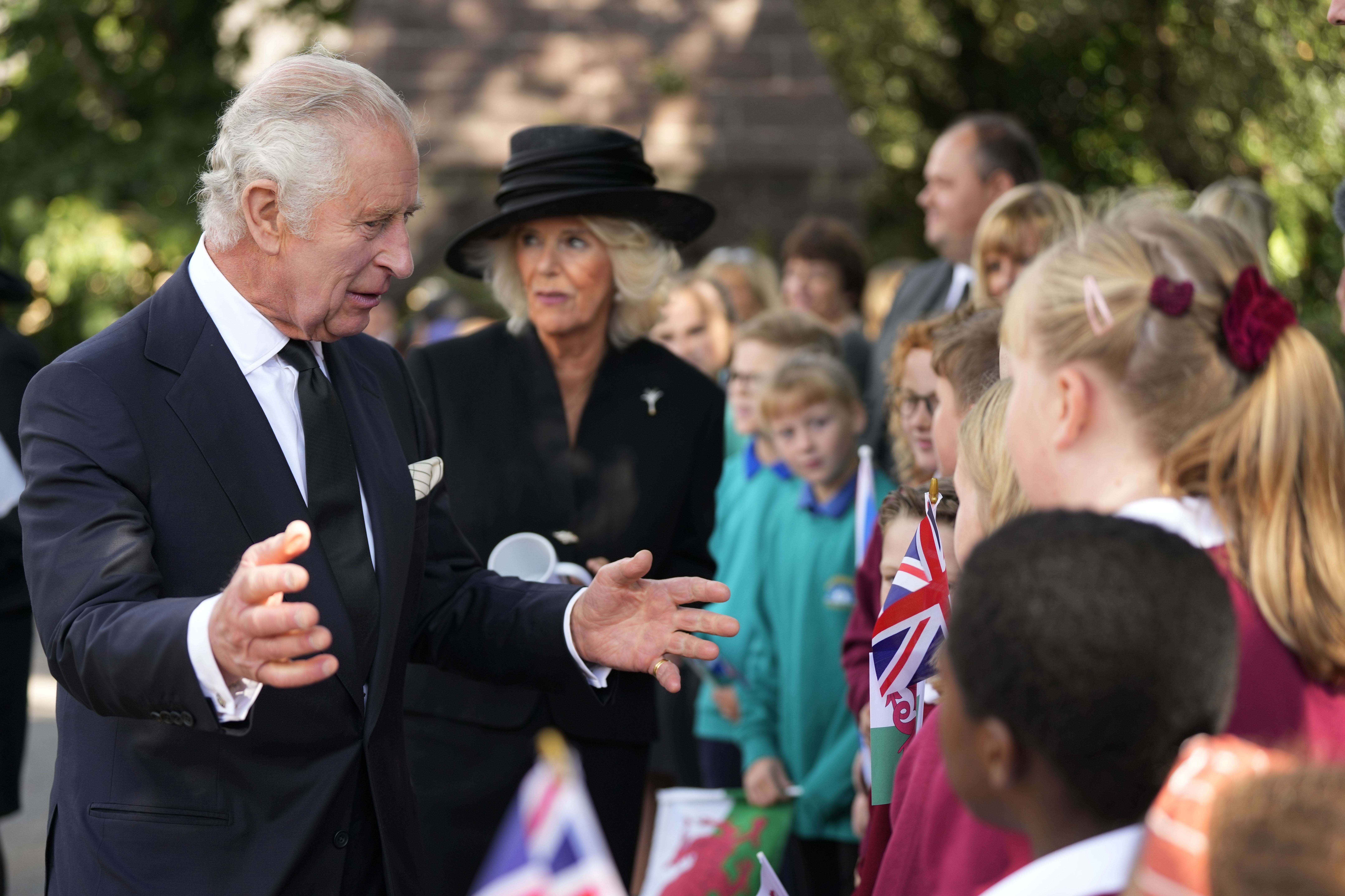 The King and Queen Consort meet well-wishers in Cardiff (Frank Augstein/PA)