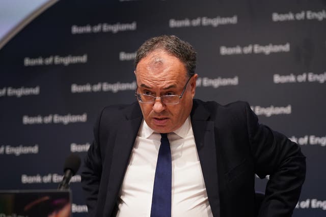 Bank Governor Andrew Bailey and others are expected to vote for a rates hike next week (Yui Mok/PA)