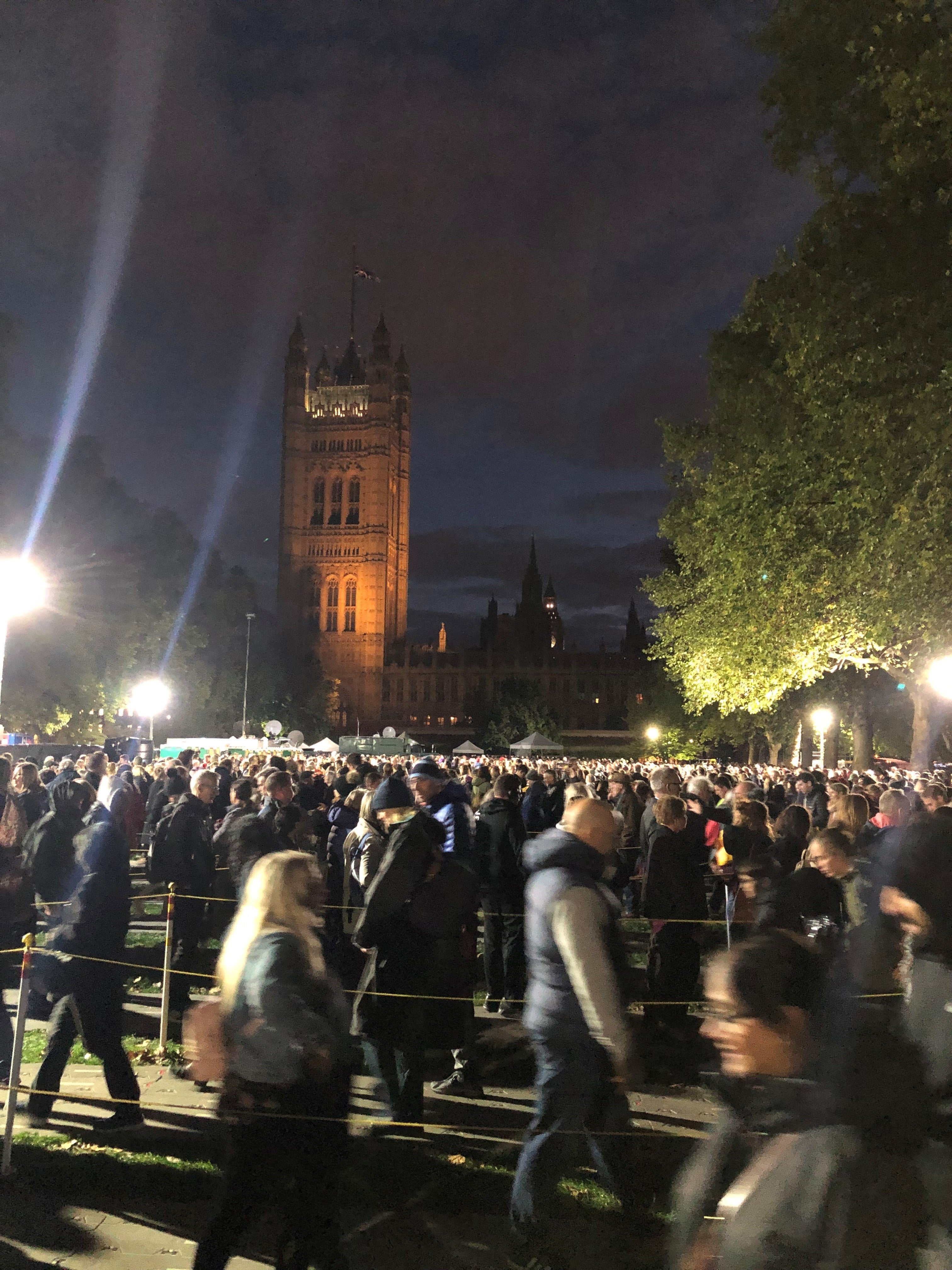 The snaking queue in front of Westminster Palace (Damon Smith/PA)