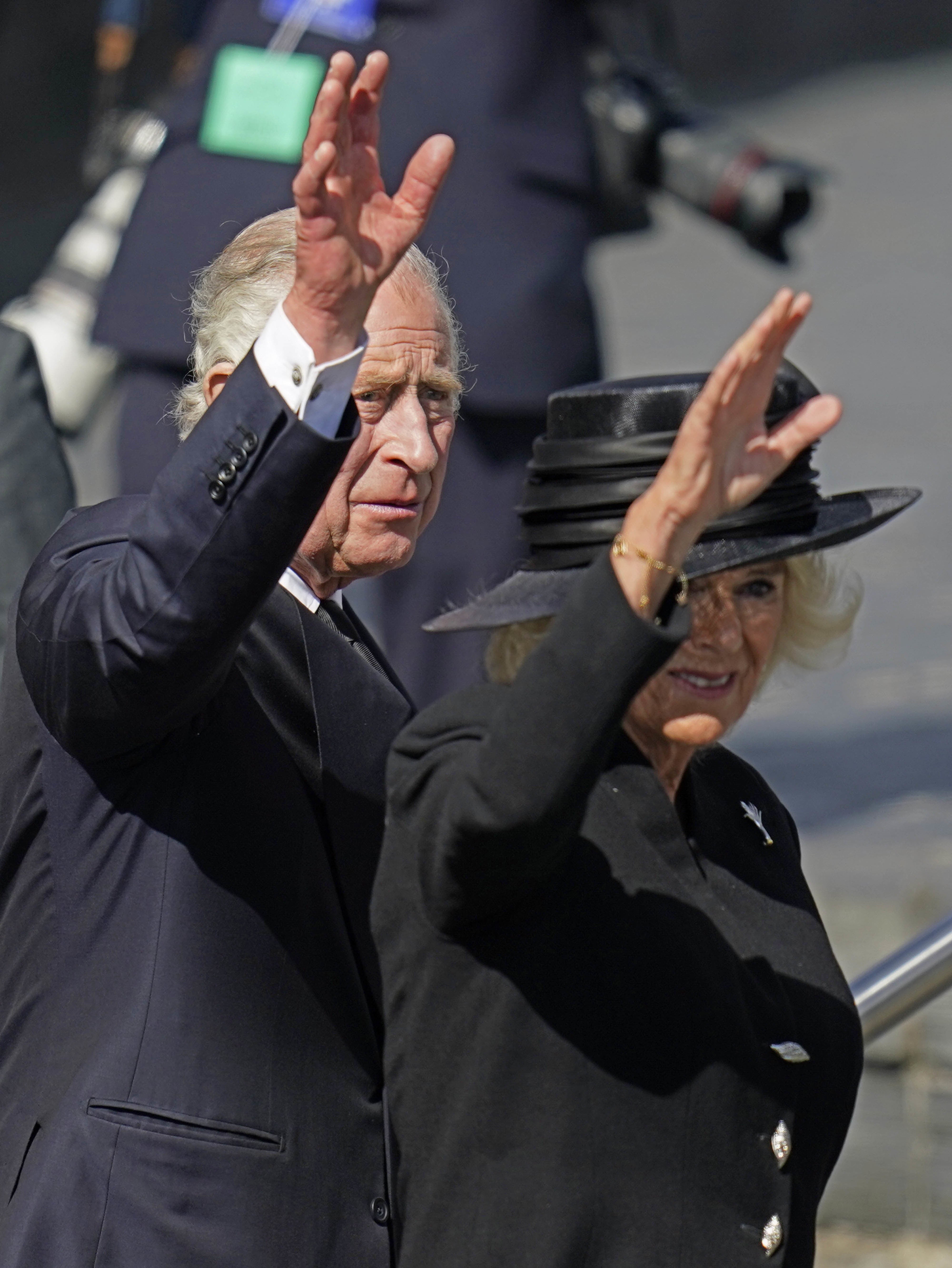 The King and the Queen Consort leave the Senedd in Cardiff (Andrew Matthews/PA)