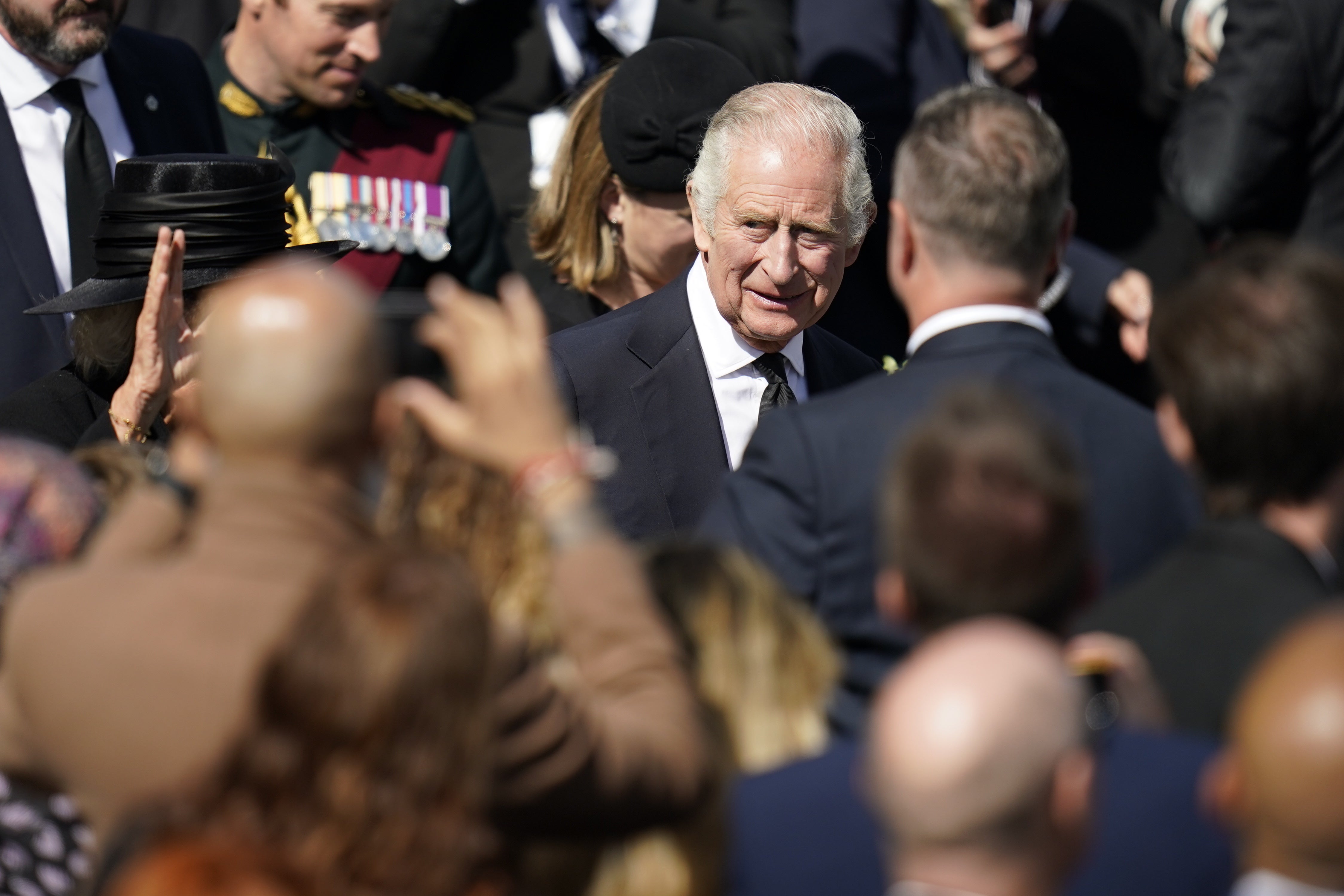 The King chatted to members of the public (Andrew Matthews/PA)