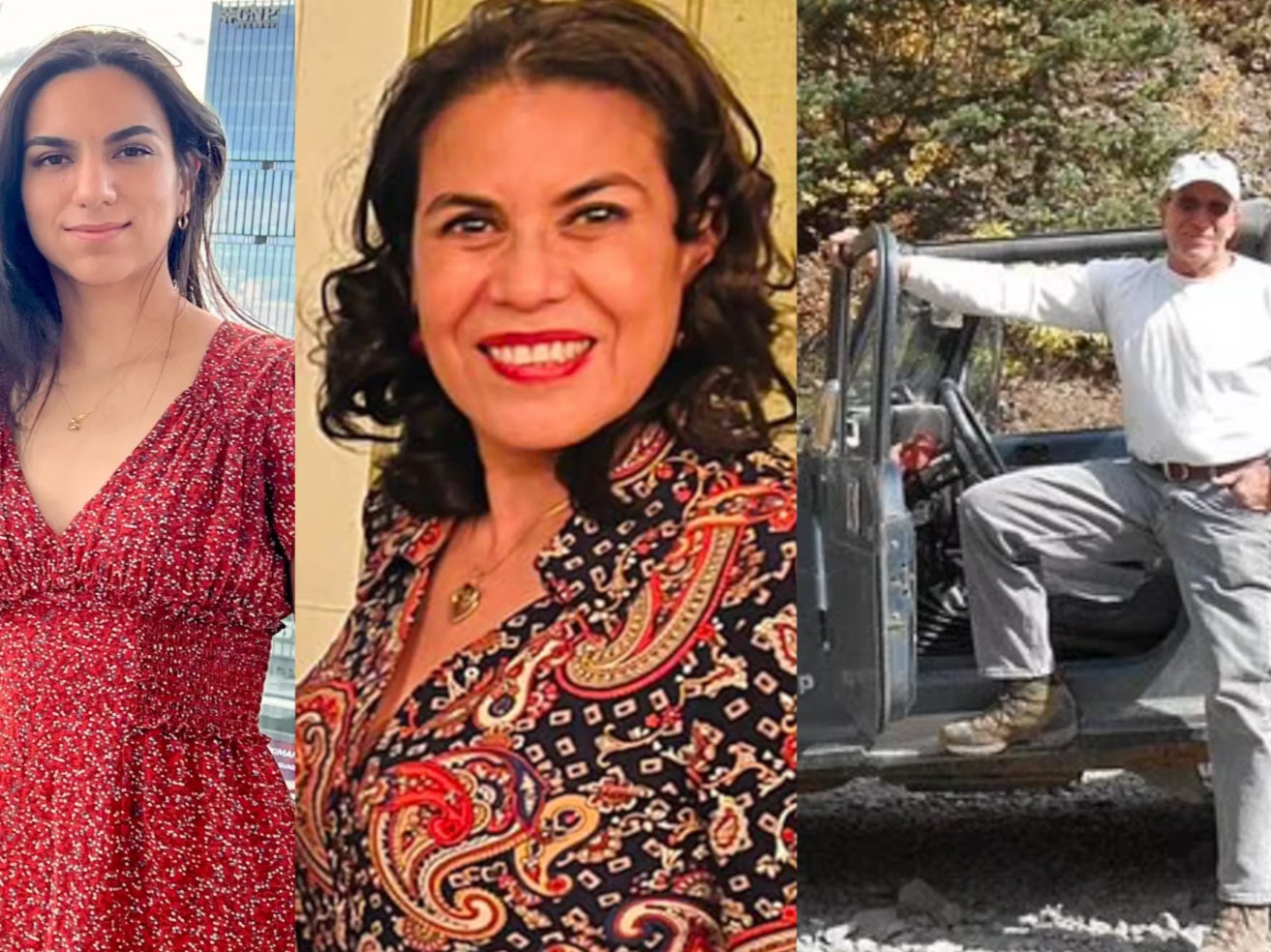 Diana Robles, 28, Ofelia Figueroa-Perez, 60, and Don Fehn, 72. All three died after a Jeep they were in slid off a cliff in the San Juan Mountains in Colorado. The women were related and both worked as nurses. They hired Mr Fehd to drive their Jeep on a sight-seeing tour