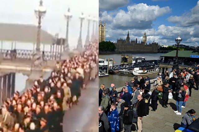 <p>Video shows queue for King George VI’s lying in state 70 years ago</p>