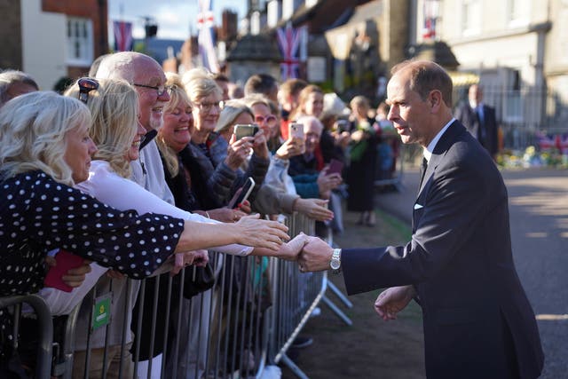 The Earl of Wessex meets well-wishers outside Windsor Castle (James Manning/PA)