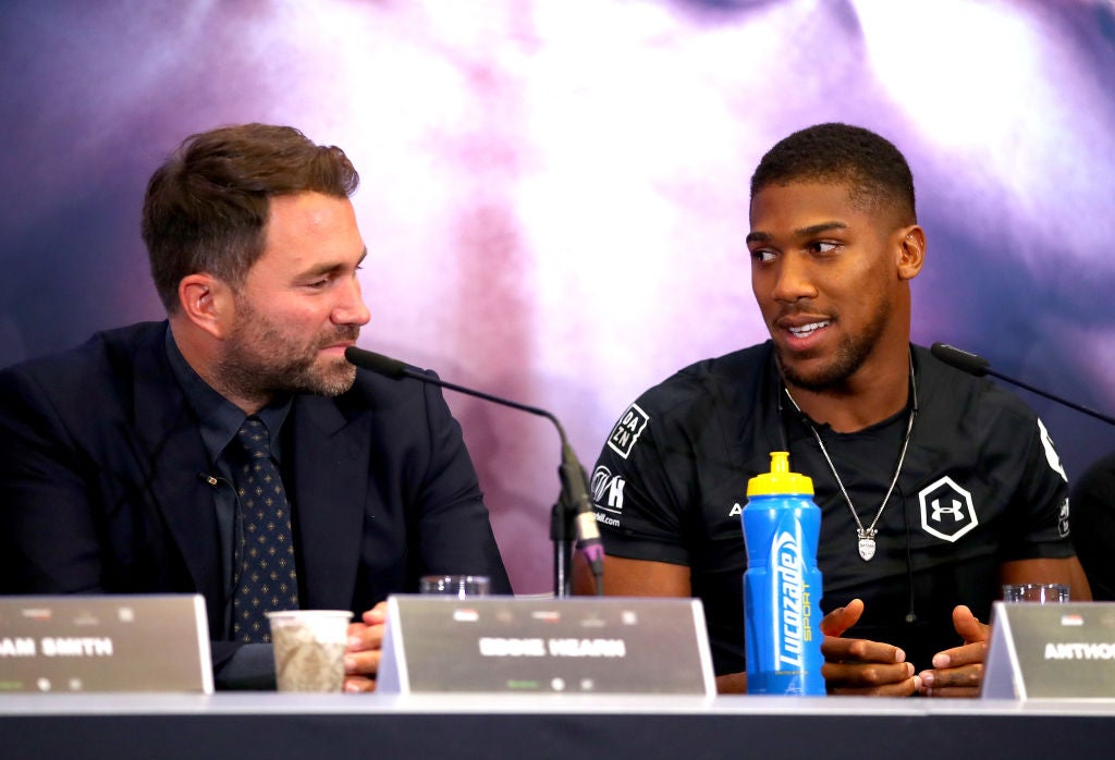 Anthony Joshua (right) and promoter Eddie Hearn