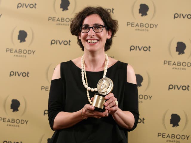 <p>Sarah Koenig poses with her award at the 74th Annual Peabody Awards ceremony on 31 May 2015 in New York City</p>