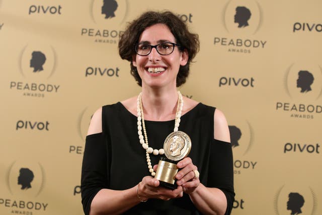 <p>Sarah Koenig poses with her award at the 74th Annual Peabody Awards ceremony on 31 May 2015 in New York City</p>