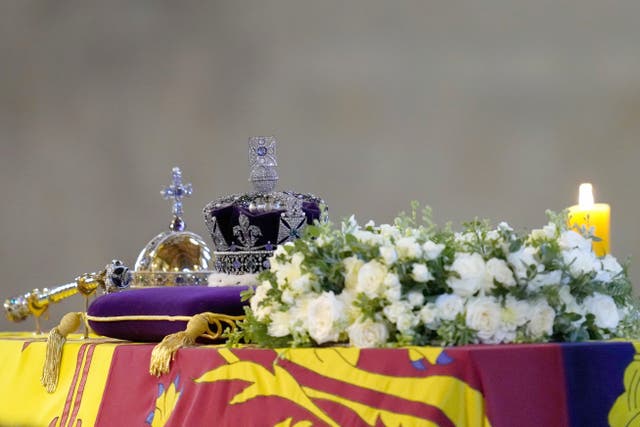 The coffin of Queen Elizabeth II (Kirsty Wigglesworth/PA)