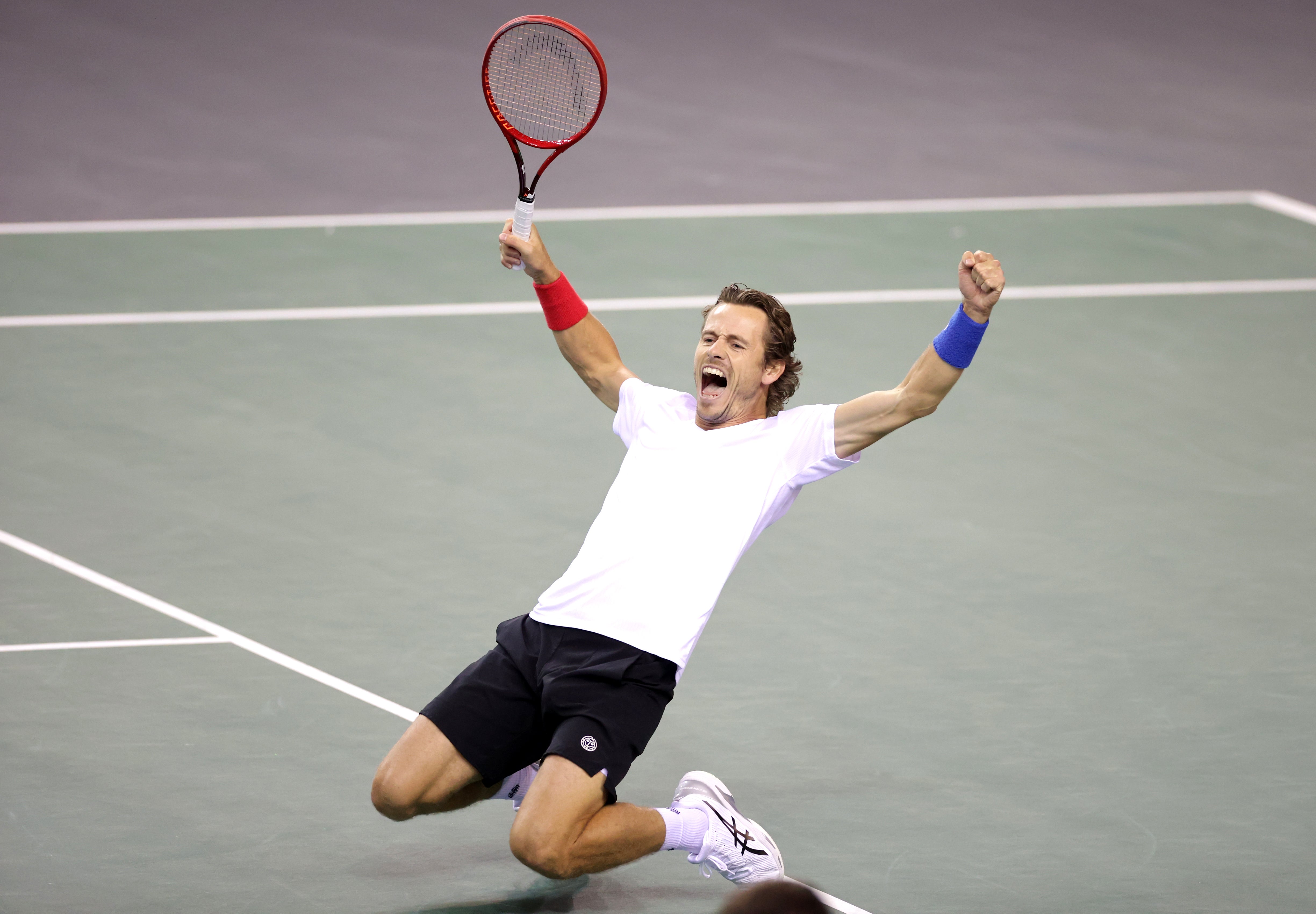 Netherlands’ Wesley Koolhof celebrates their doubles victory (Steve Welsh/PA)