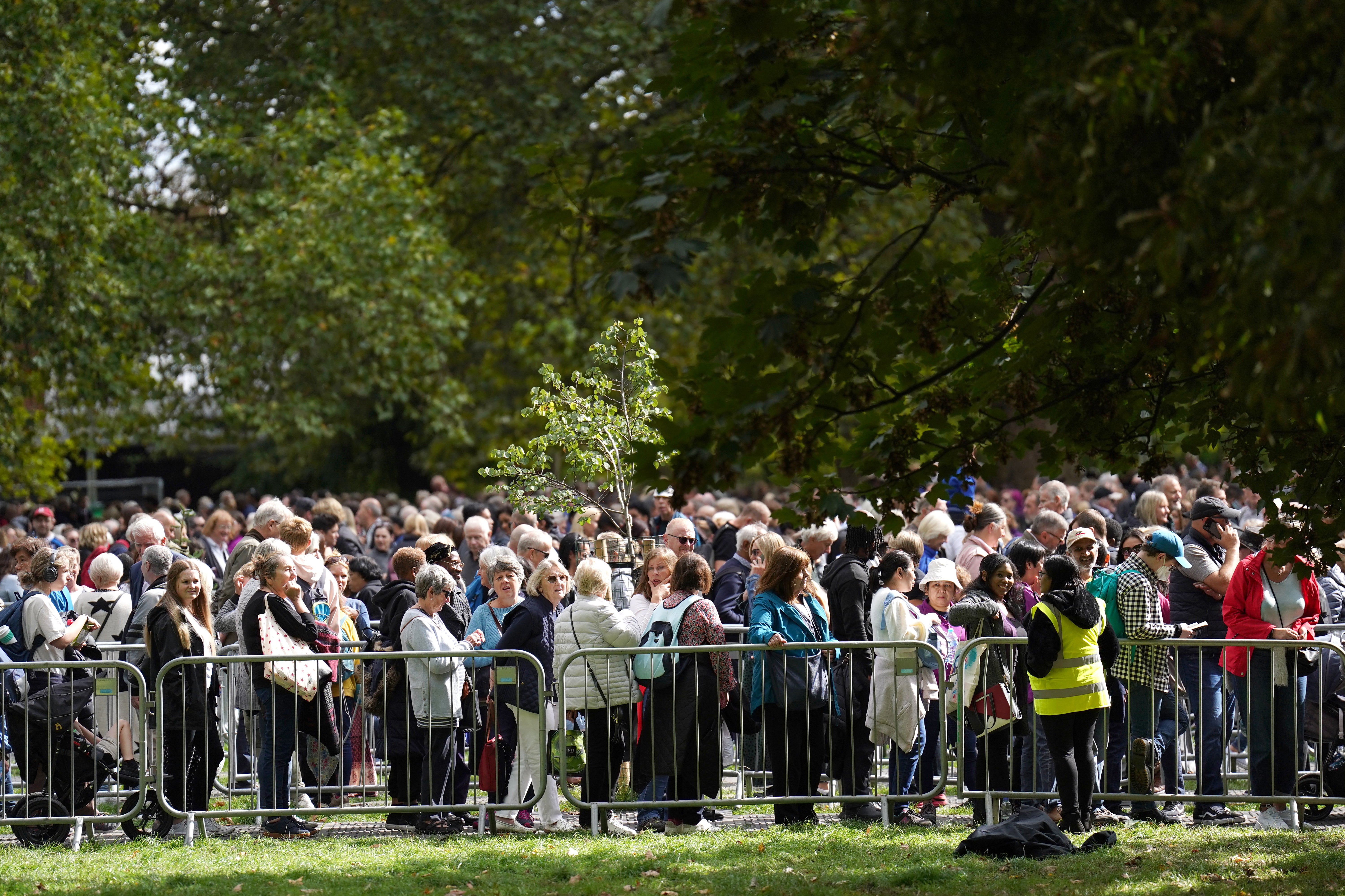 Members of the public in the queue at Southwark Park in London (James Manning/PA)