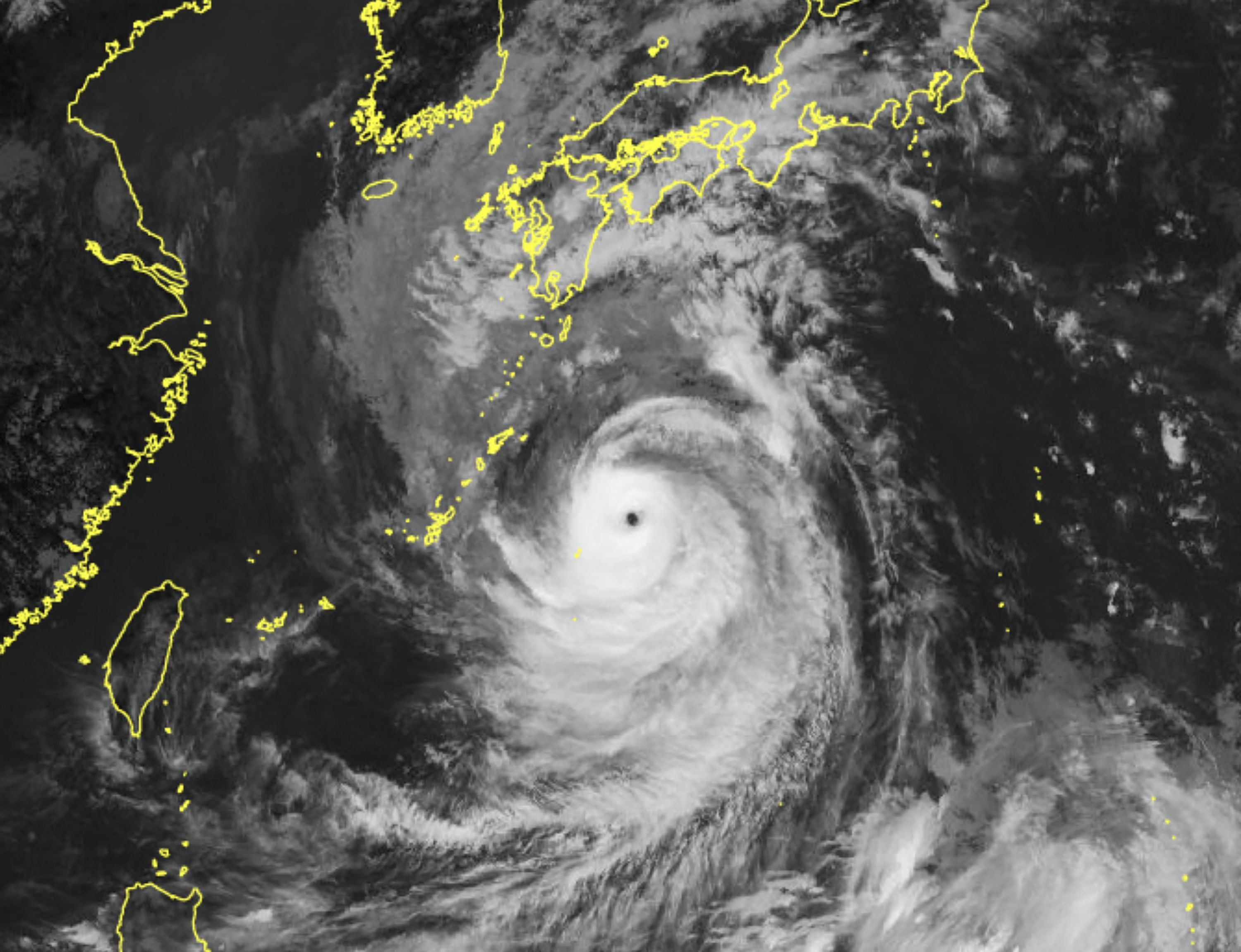 Satellite imagery by the Japan Meteorological Agency shows Typhoon Nanmadol building up near the remote southern islands of Japan