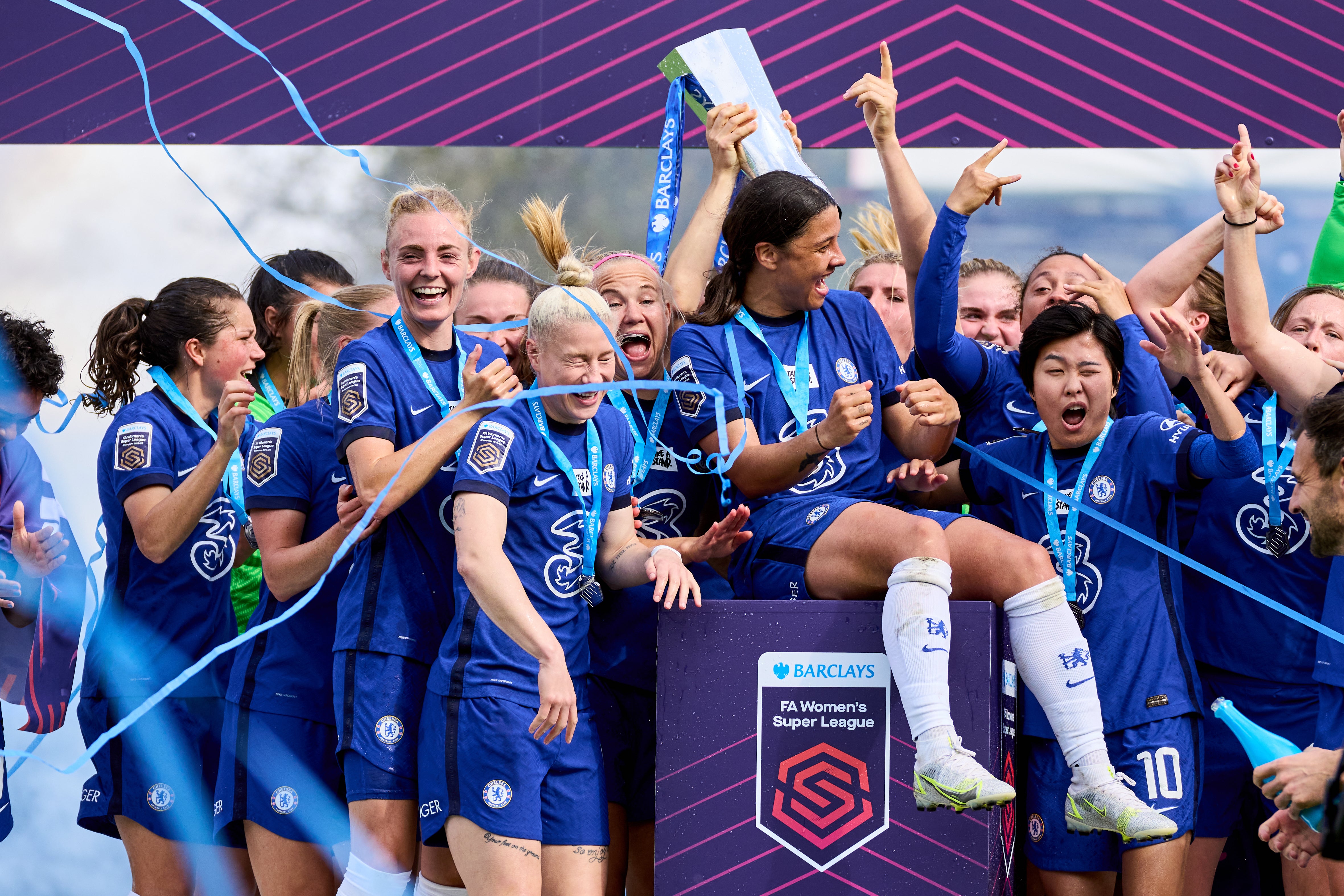 Chelsea’s women’s side won a league and cup double last season (John Walton/PA)
