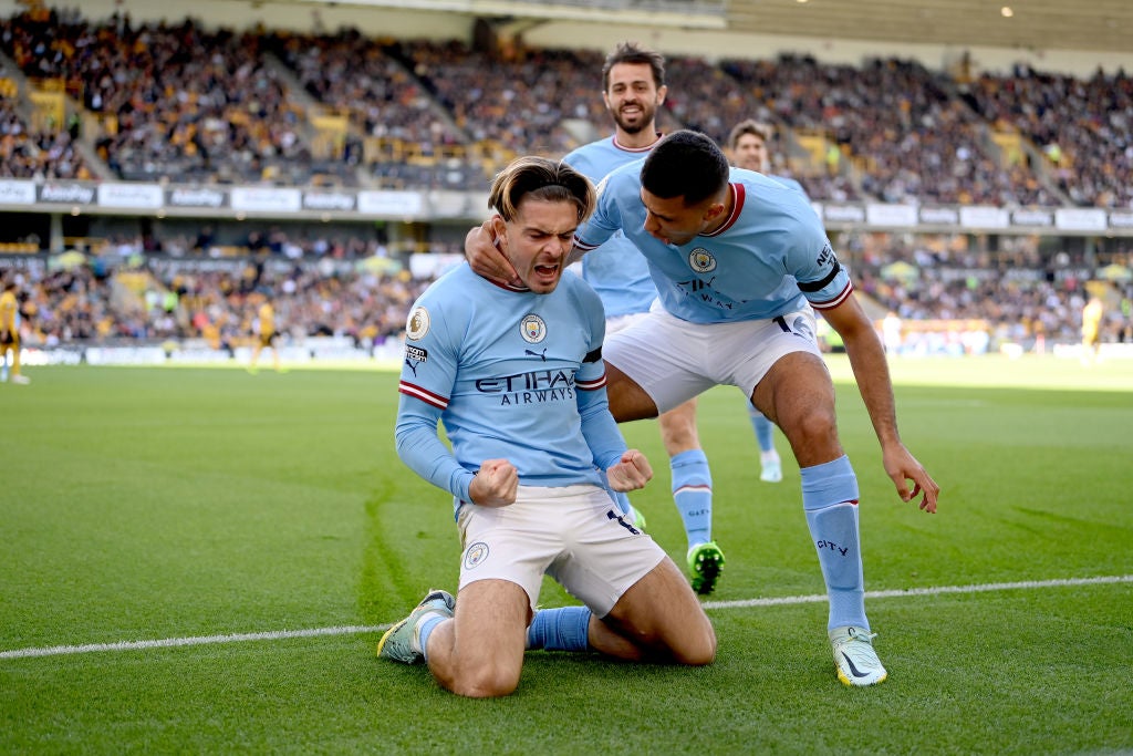 Grealish scored his first goal of the season as City went top at Molineux
