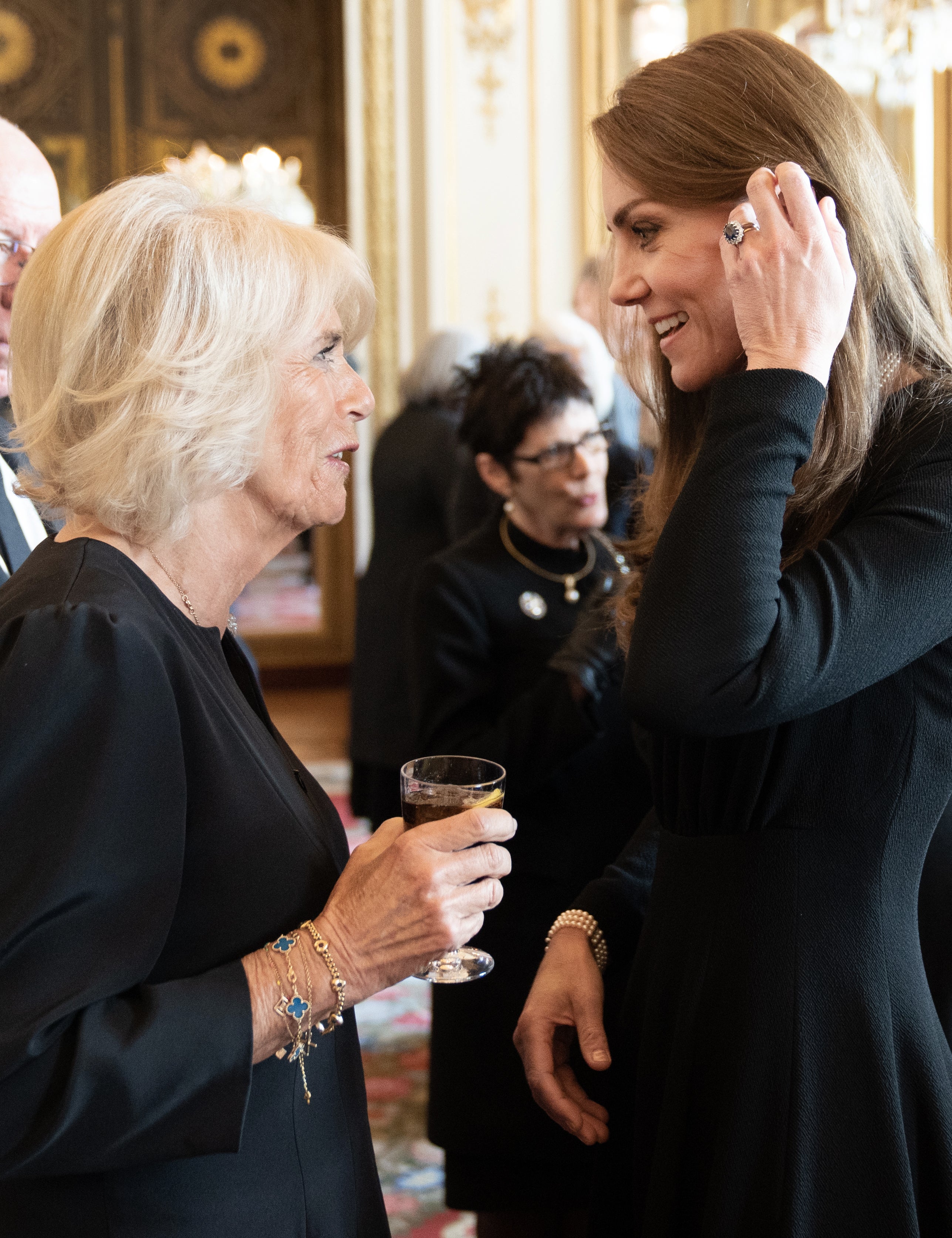 Camilla and Kate chatting (Stefan Rousseau/PA)