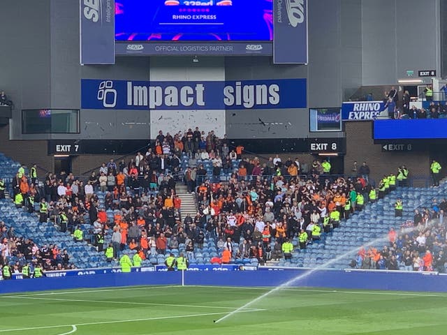 Dundee United fans at Ibrox (Ronnie Esplin/PA)