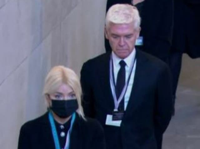 <p>Holly Willoughby and Philip Schofield at the Queen’s lying-in-state </p>
