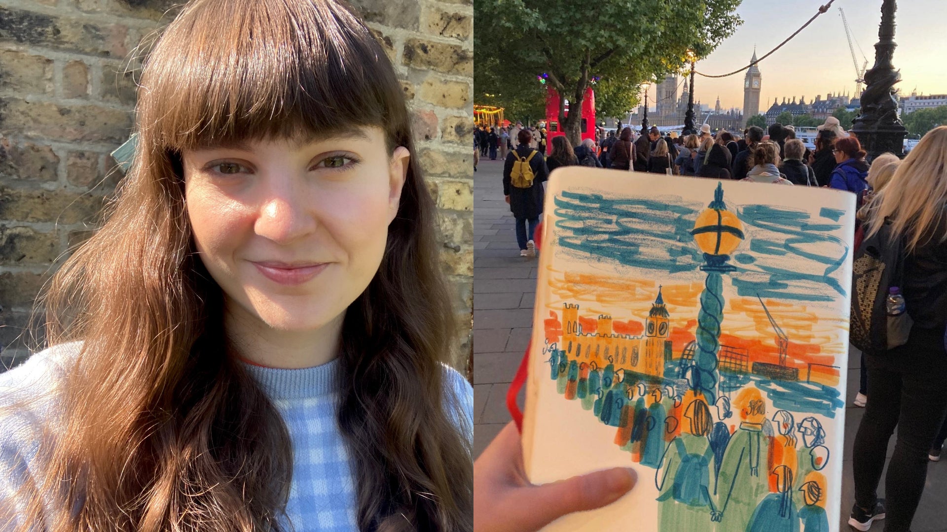 Freelance illustrator Gracie Dahl, who drew the queue in London on her way home (Gracie Dahl/PA)