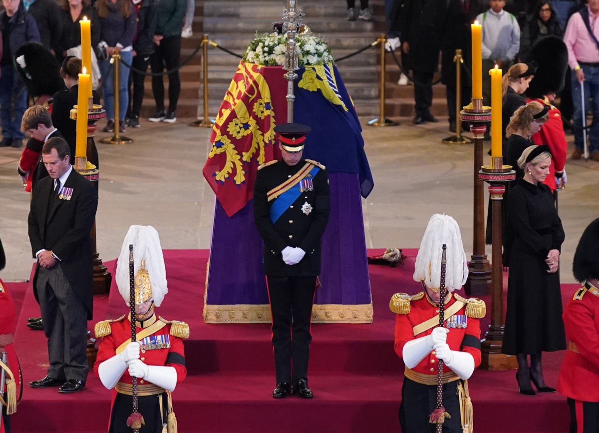 William and Harry lead Queen’s eight grandchildren in emotional coffin vigil