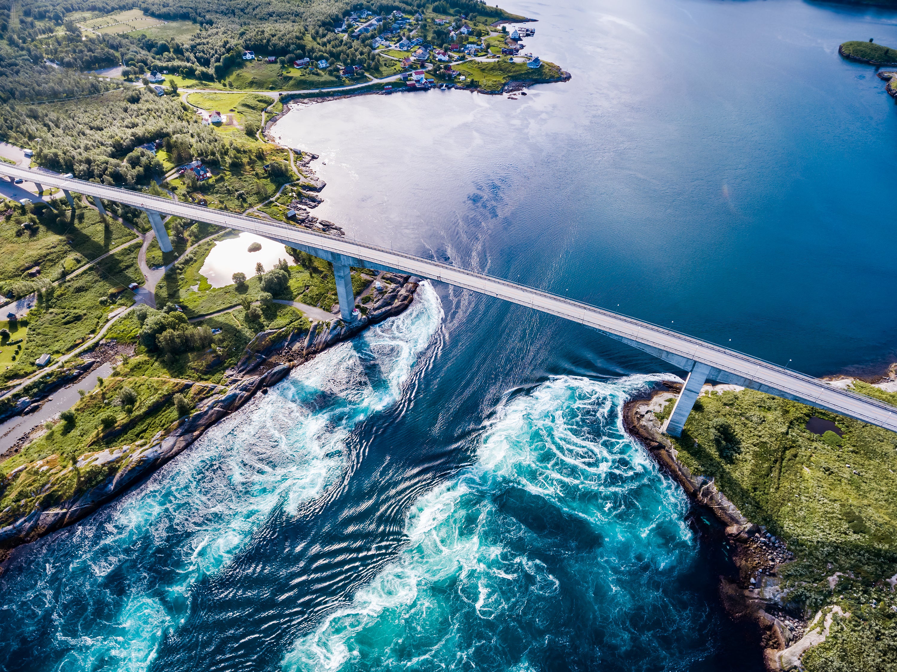 Whirlpools of the maelstrom of Saltstraumen, Nordland