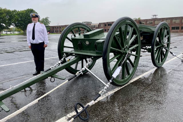 The gun carriage which will be used to carry the Queen’s coffin (Ben Mitchell/PA)