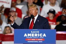 Trump news – live: Trump compares his own candidate to Kim Jong-un in bizarre Ohio rally speech