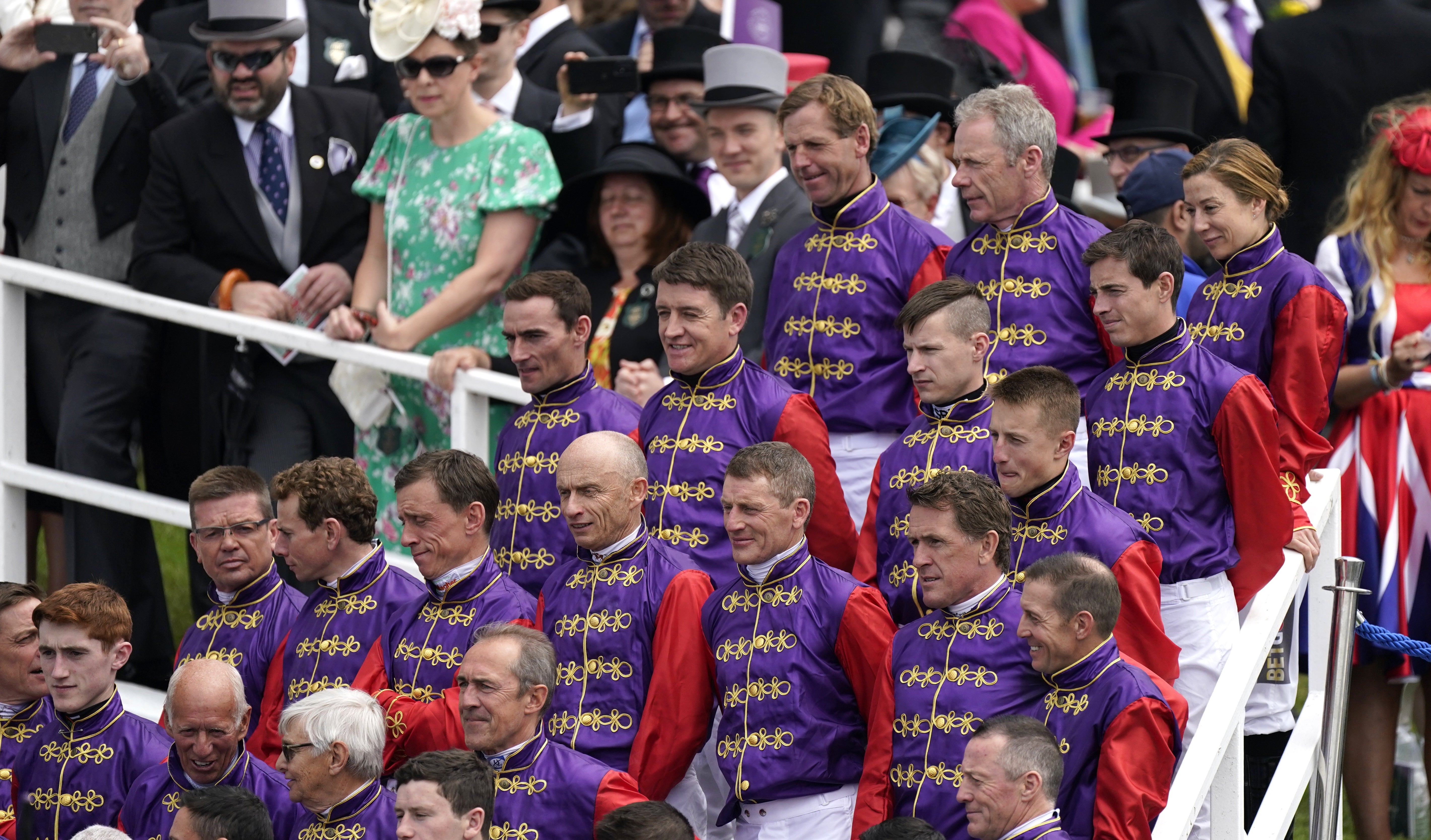 Jockeys riding the Queen’s horses wore royal colours (Andrew Matthews/PA)