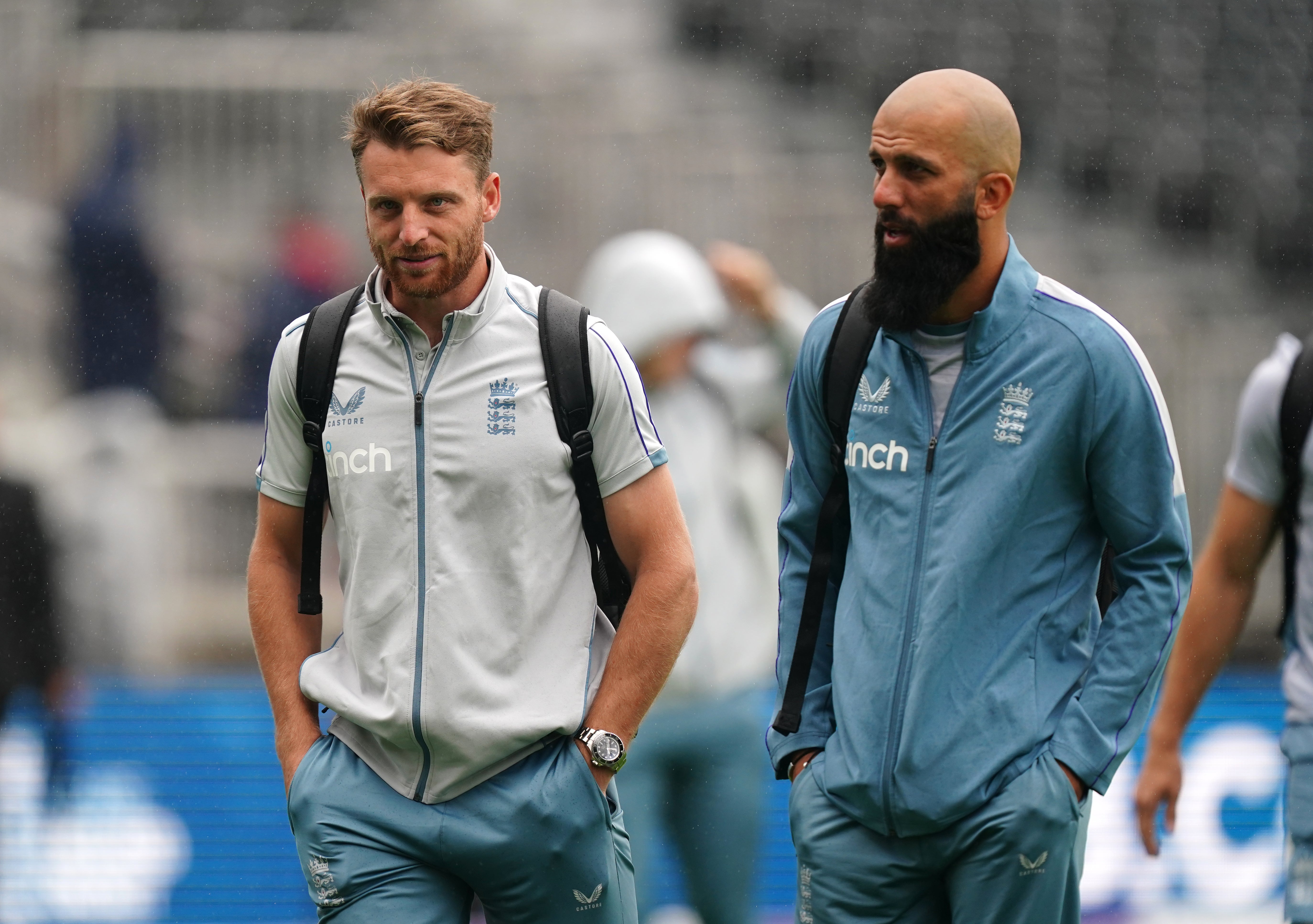 Moeen Ali, right, takes on England captaincy duties in the absence of the injured Jos Buttler (Mike Egerton/PA)
