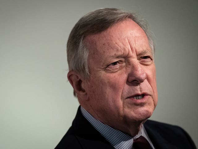 <p>Sen. Dick Durbin (D-IL) speaks during a news conference following a closed-door briefing about increasing threats to law enforcement following the FBIs search at Mar-a-Lago, on Capitol Hill September 15, 2022 in Washington, DC</p>