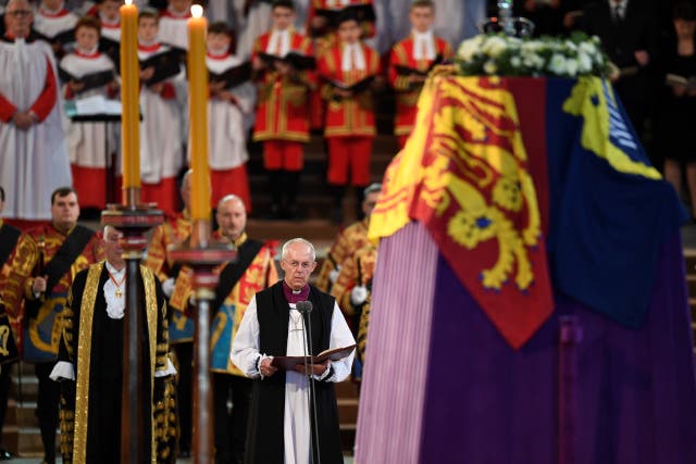 <p>Archbishop of Canterbury Justin Welby leading a service in Westminster Hall </p>