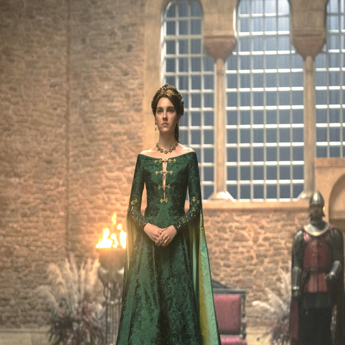 green emerald velvet dress ACcosplay House of The Dragon Alicent Hightower Costume Green Cape Cos main image 0