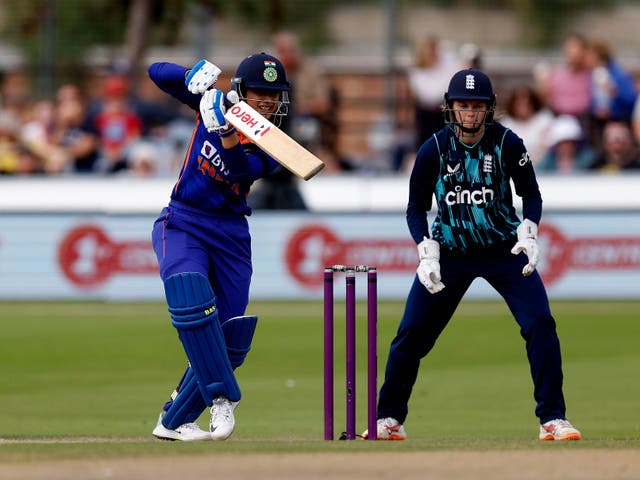 <p>The formidable Smriti Mandhana batting for India against England in September 2022 </p>