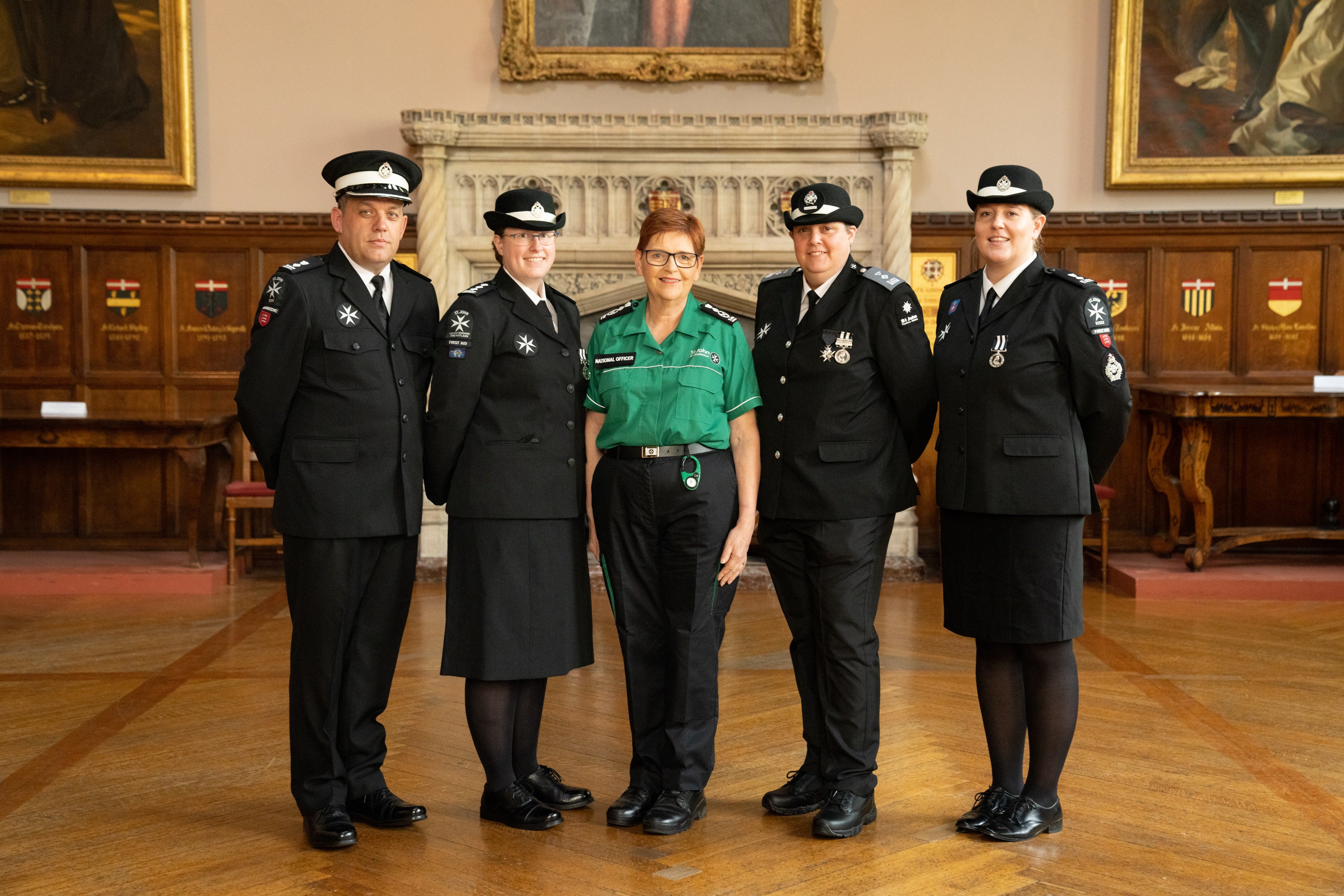 Volunteers Lee Devall and Diana Martin, St John Ambulance’s chief commissioner Ann Cable with volunteers Jane Van-Tiel and Emily Whyte (St John Ambulance)