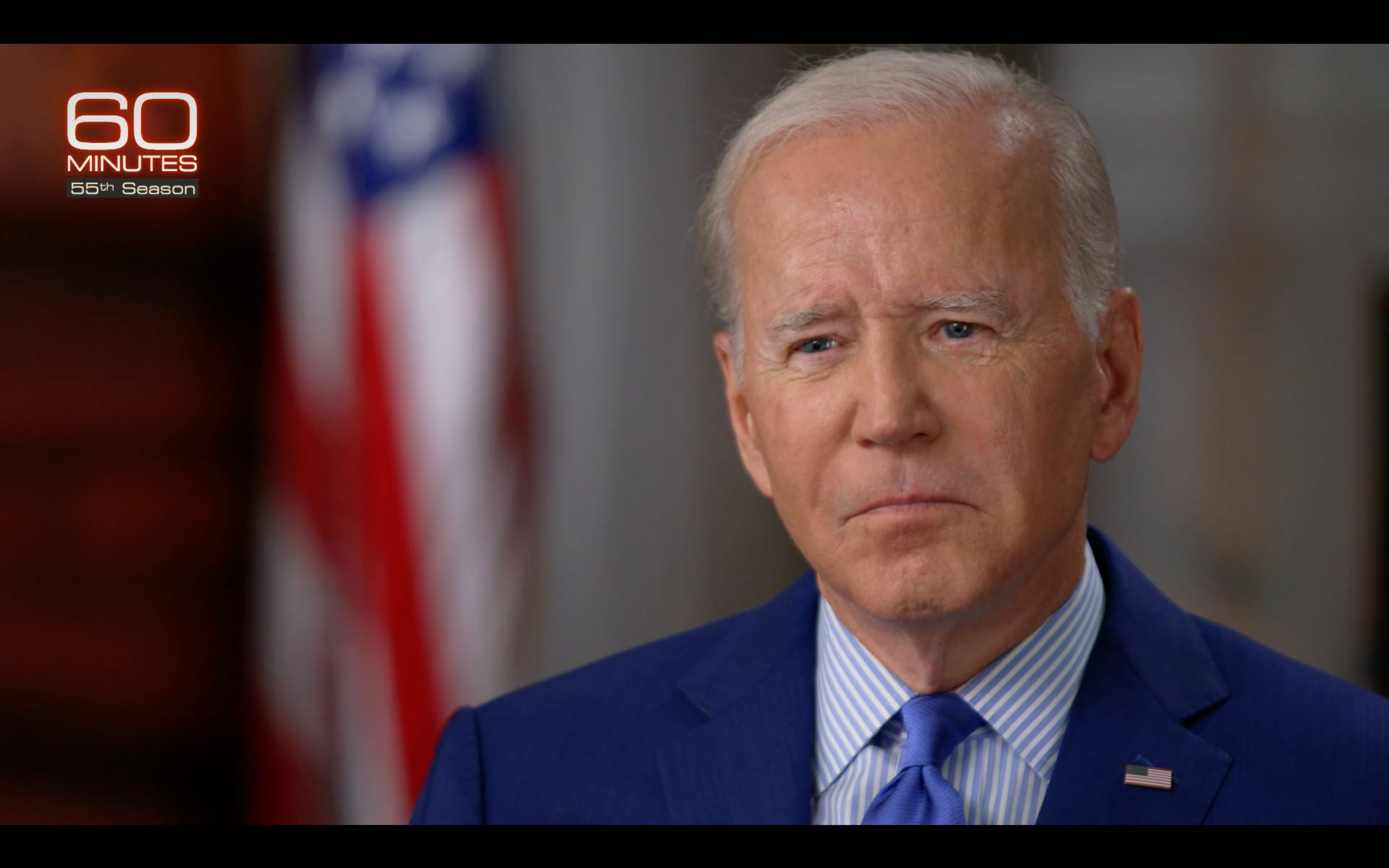 President Joe Biden is shown during an interview with CBS News on 18 September 2022