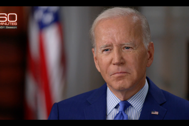 <p>President Joe Biden is shown during an interview with CBS News on 18 September 2022</p>
