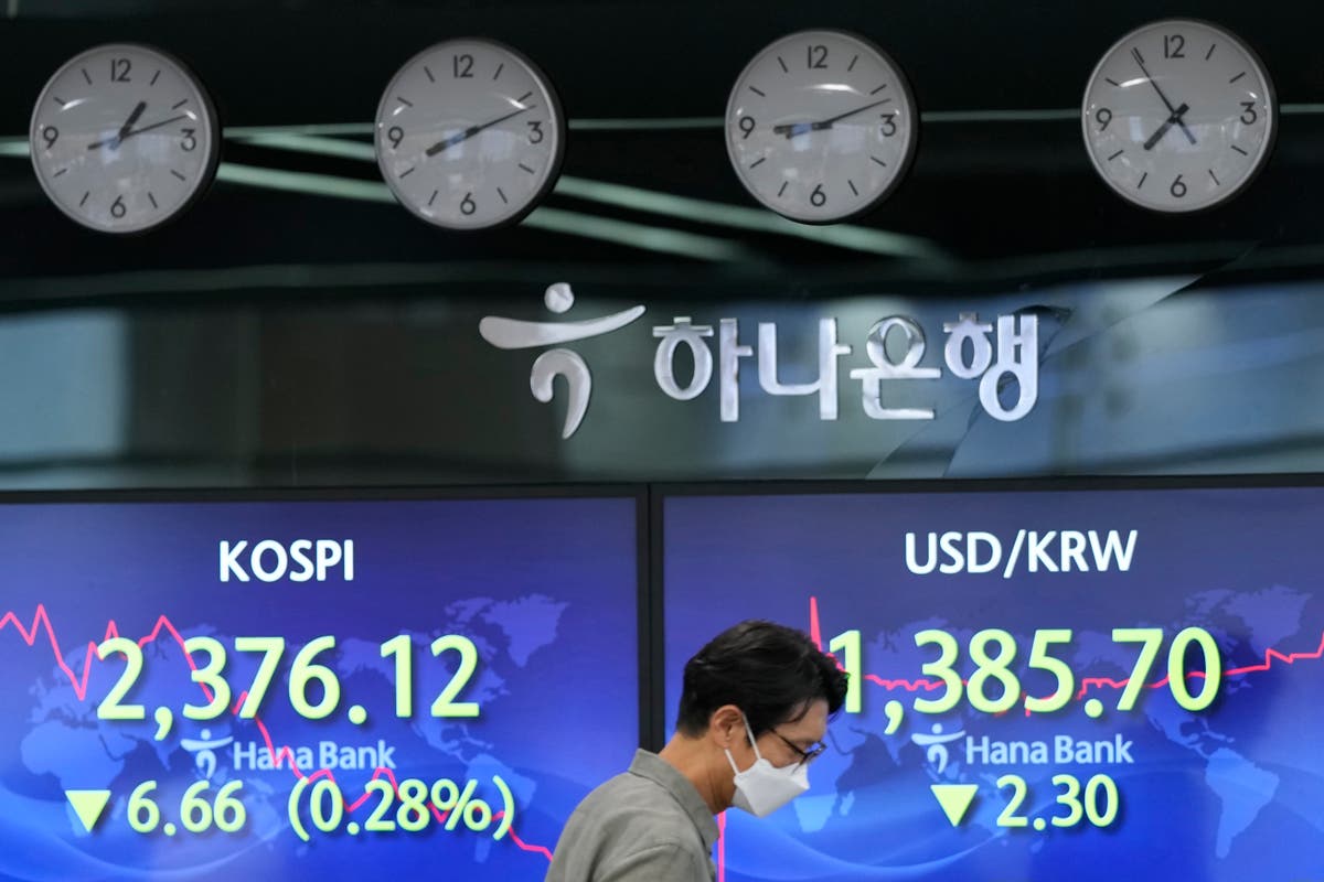 Asian shares slip lower following broad decline on Wall St
