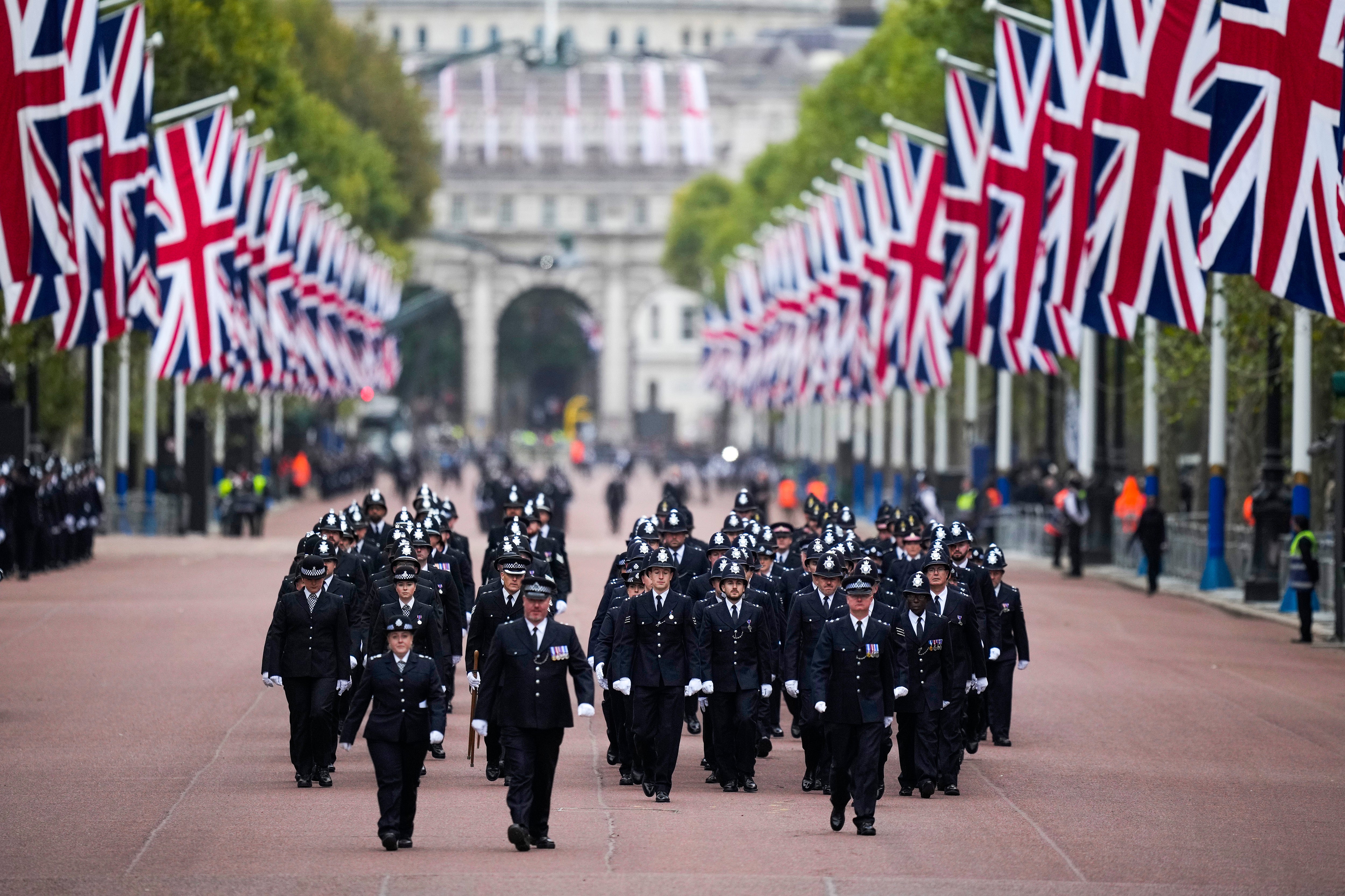 Thousands of police were brought in to cover the Queen’s funeral