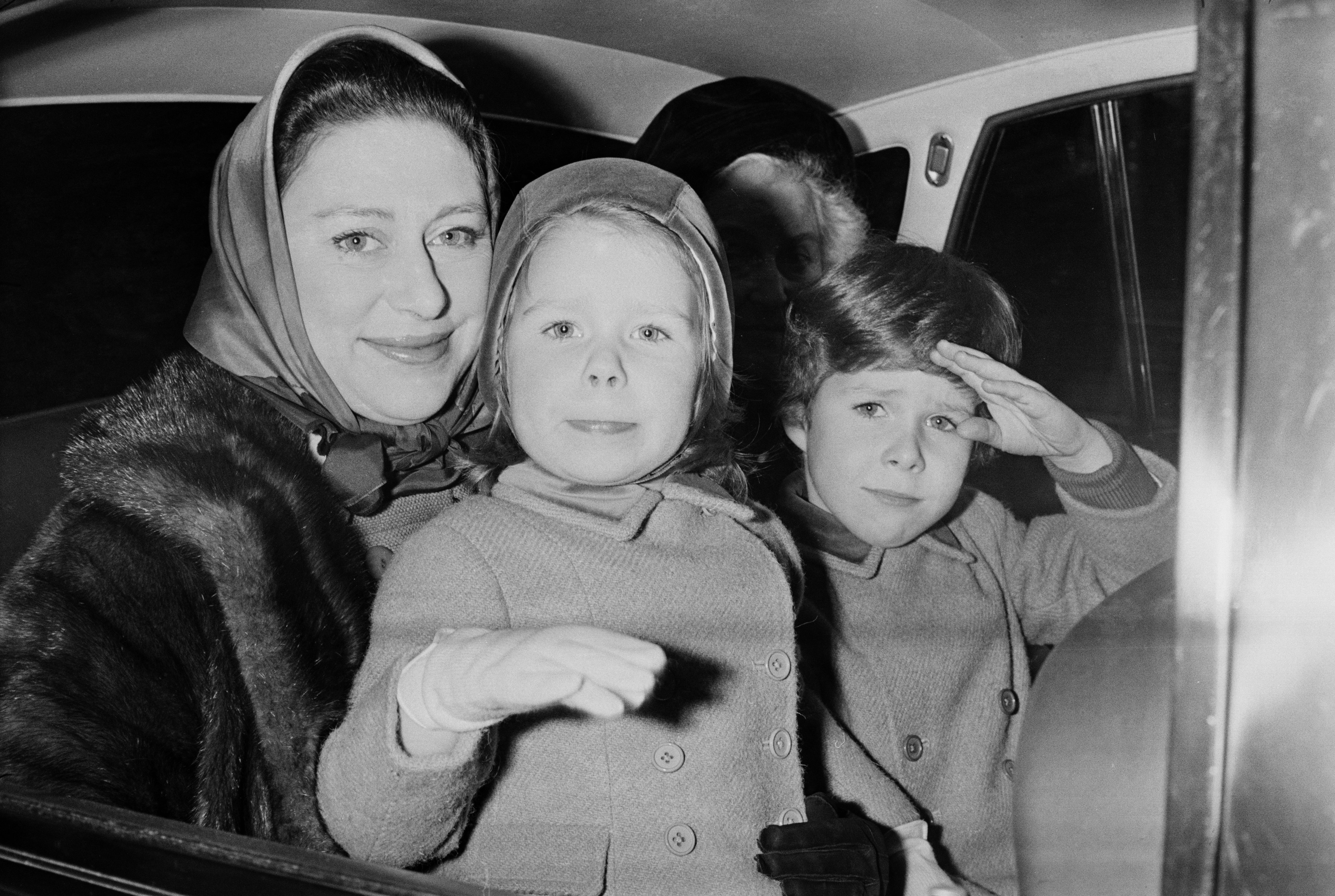 Princess Margaret with Lady Sarah Chatto and her son, David, in 1968