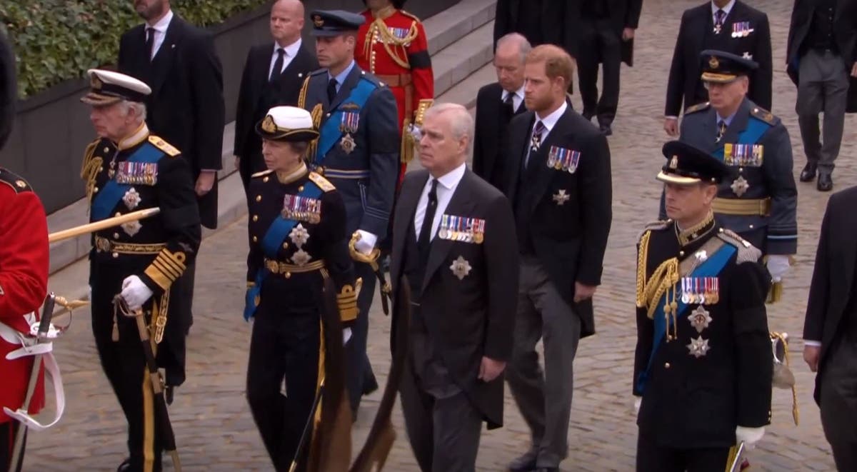 Prince Andrew joins Queen&rsquo;s funeral procession in morning suit after Epstein scandal