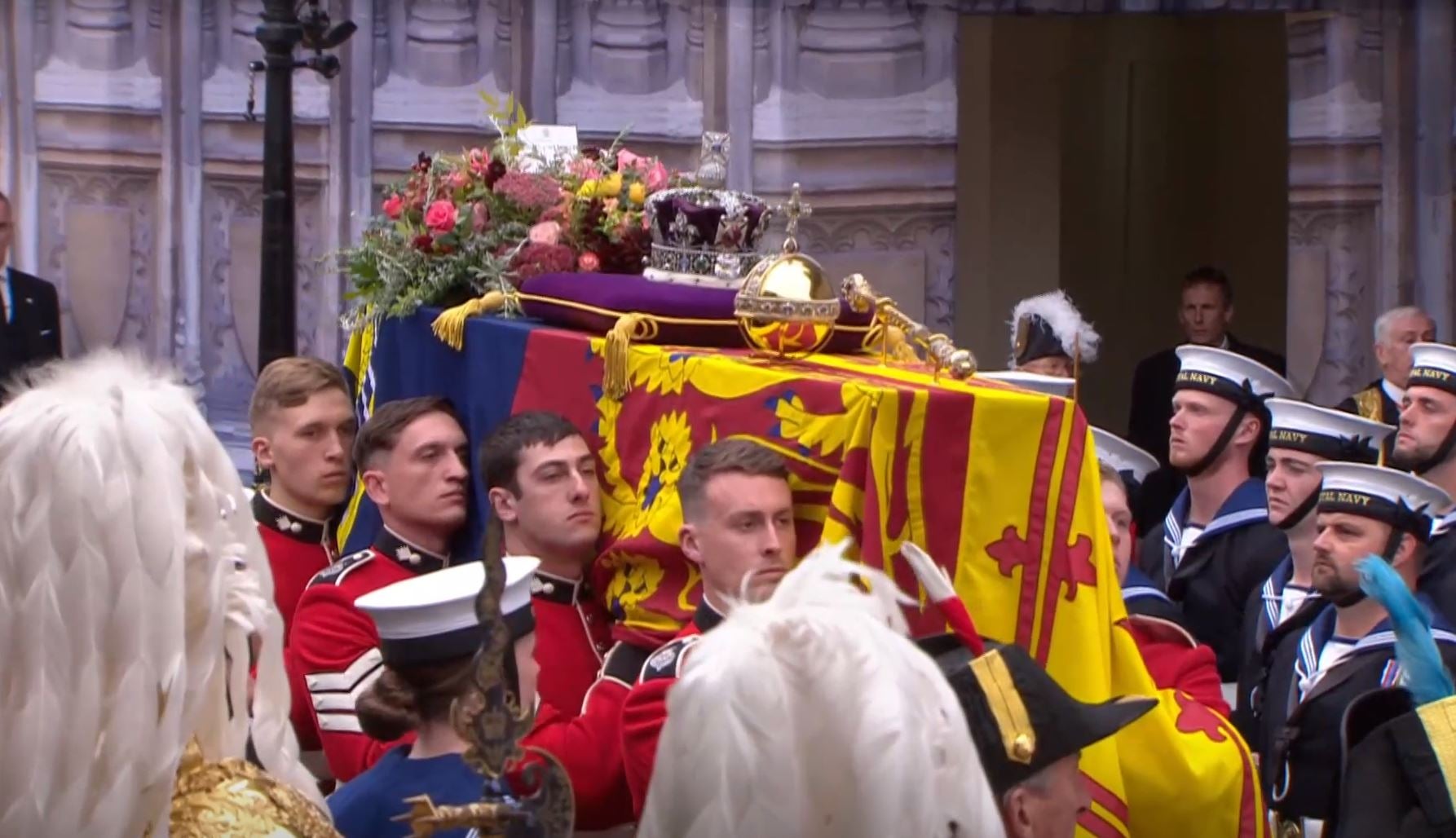 Queen’s funeral – latest: King Charles leads coffin procession to Westminster Abbey