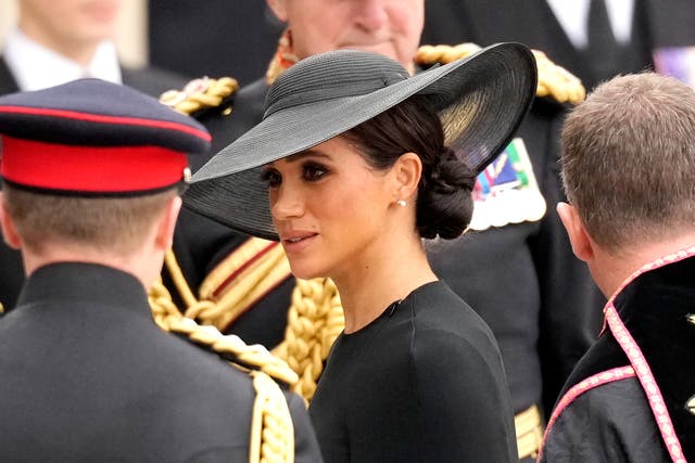 <p>Meghan Markle arrives at the Queen’s funeral</p>