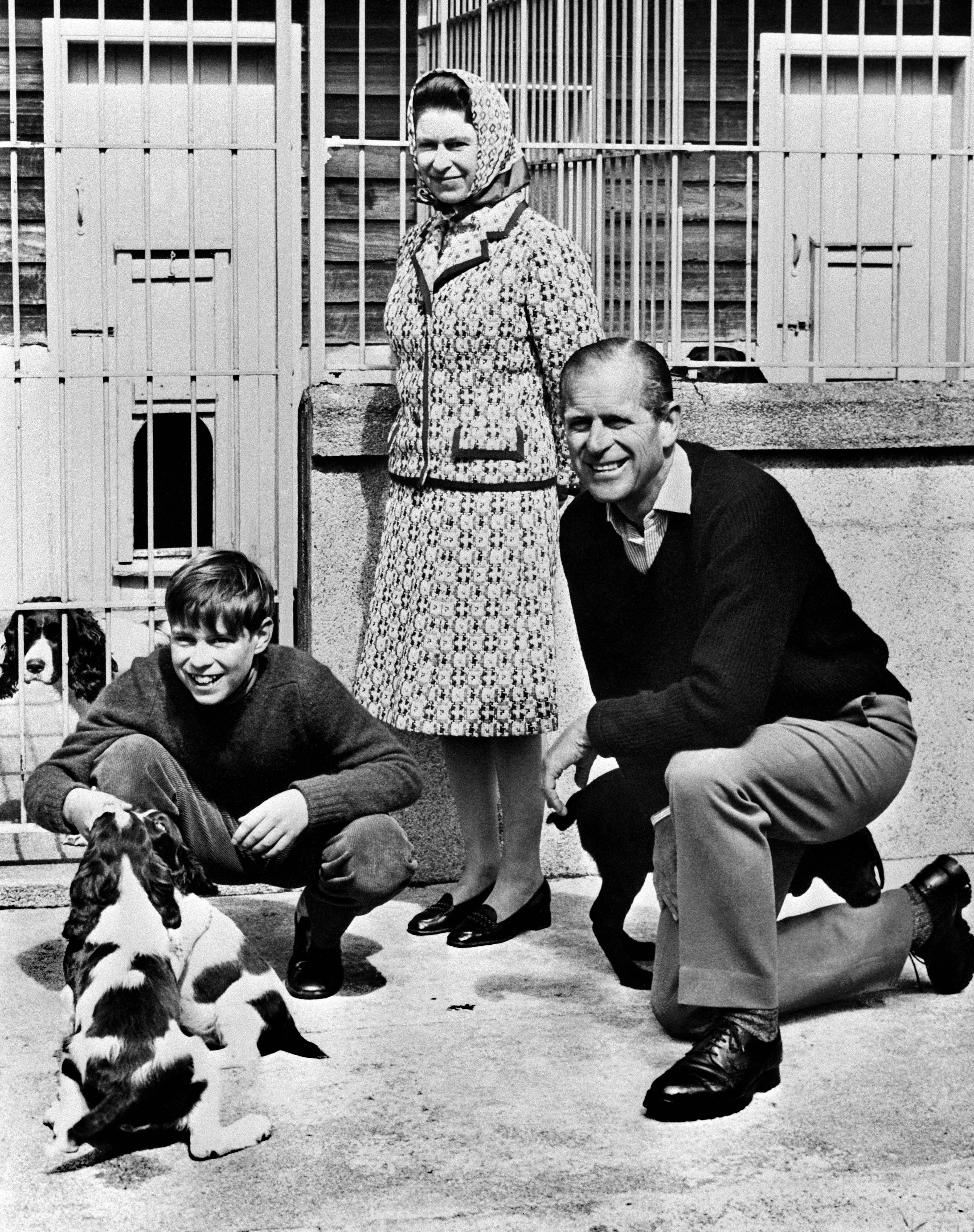 Britain’s Queen Elizabeth II, Prince Philip, Duke of Edinburgh and Prince Andrew pose at Balmoral Castle in Aberdeenshire in October 1972