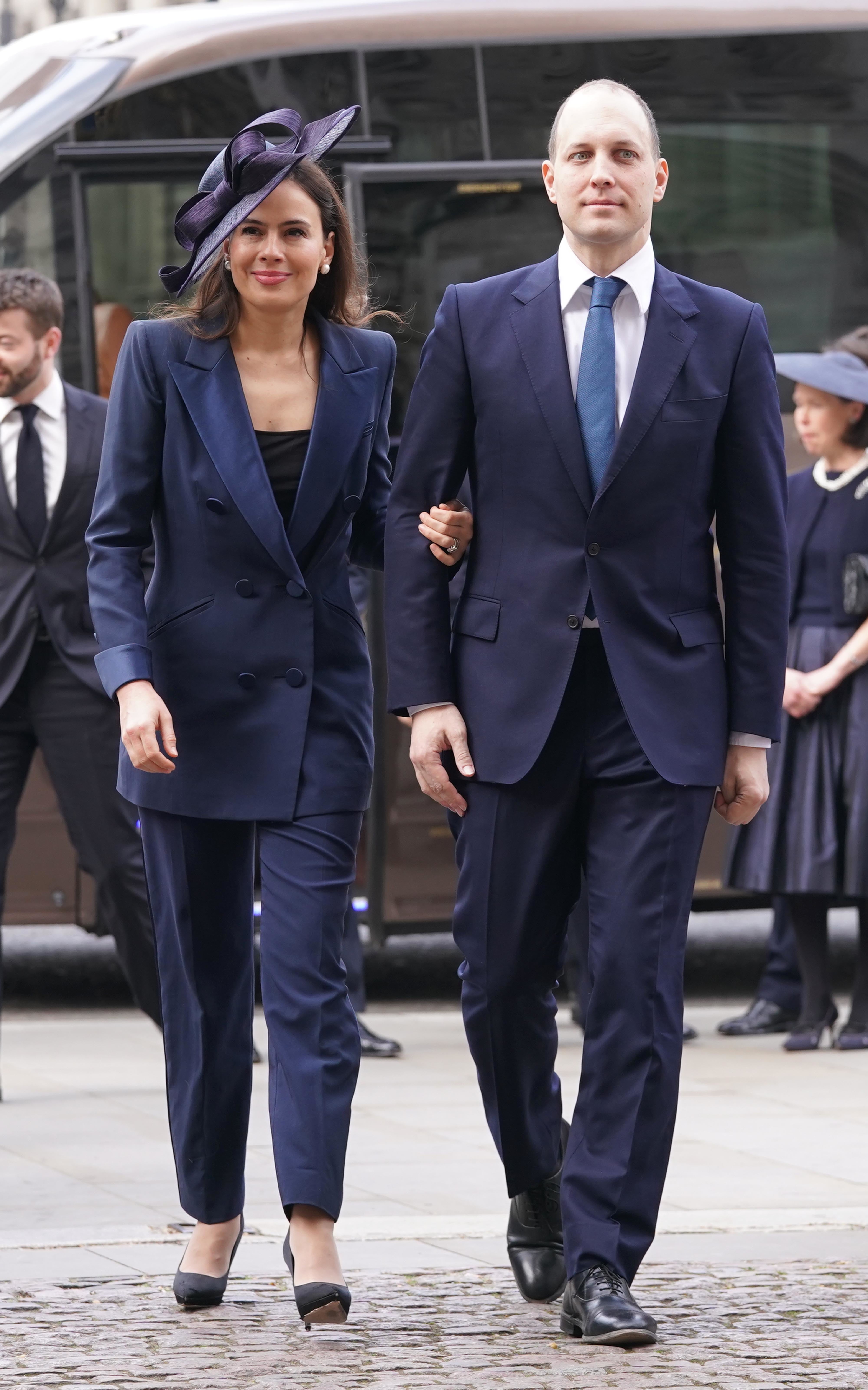 Lady Frederick Windsor and Lord Frederick Windsor arriving for a Service of Thanksgiving for the life of the Duke of Edinburgh, at Westminster Abbey in London (Kirsty O’Connor/PA)