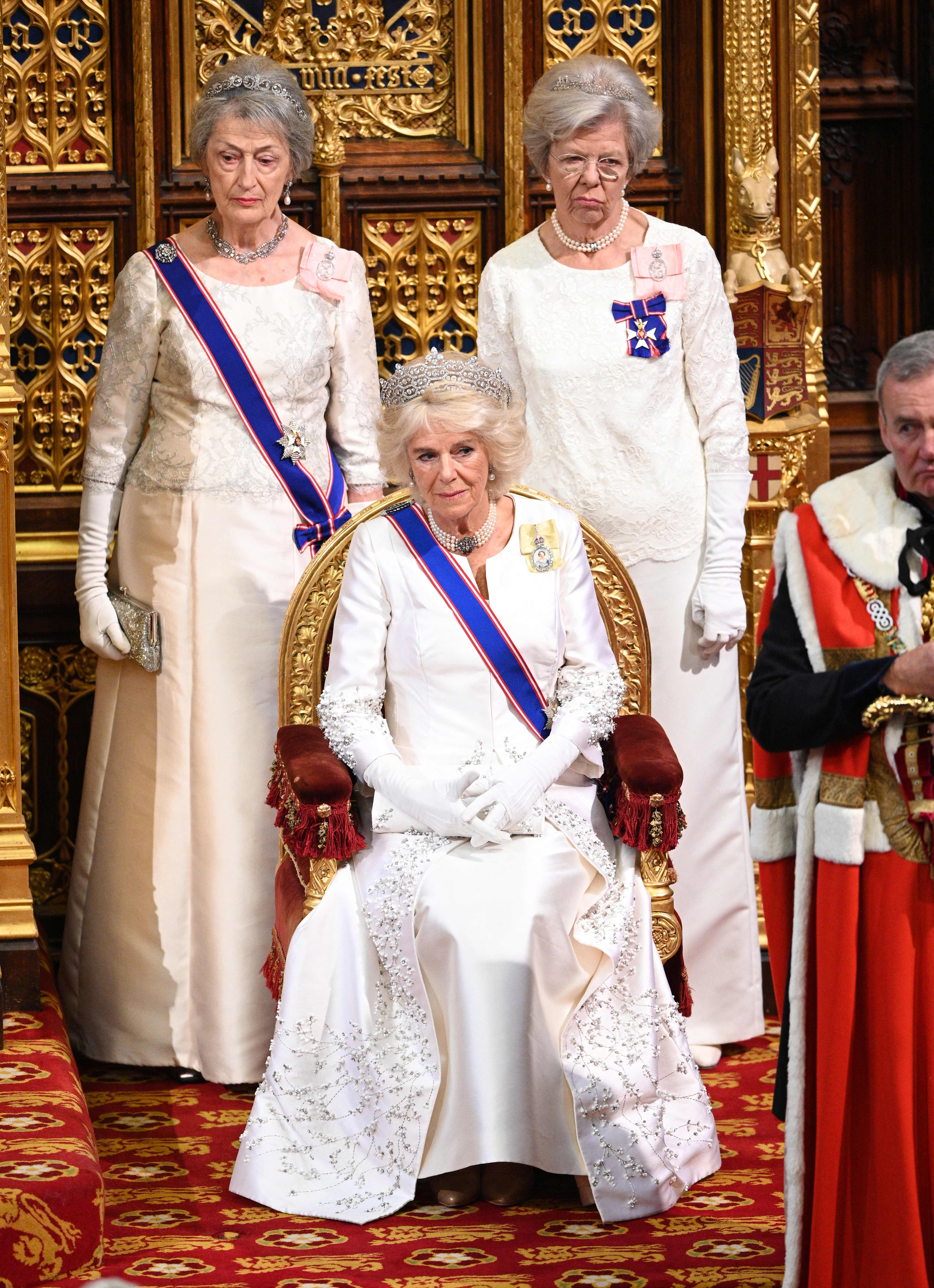 Lady Susan Hussey (left) attends State Opening of Parliament, 2019
