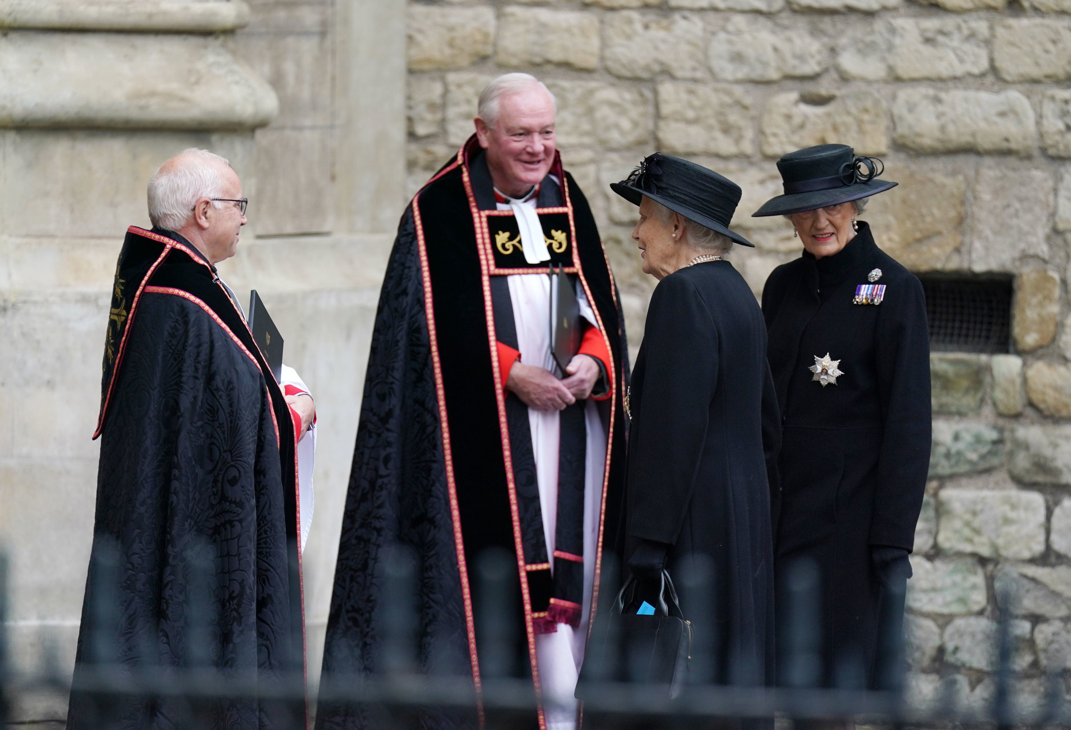 Lady Susan Hussey arrives for the funeral (right)