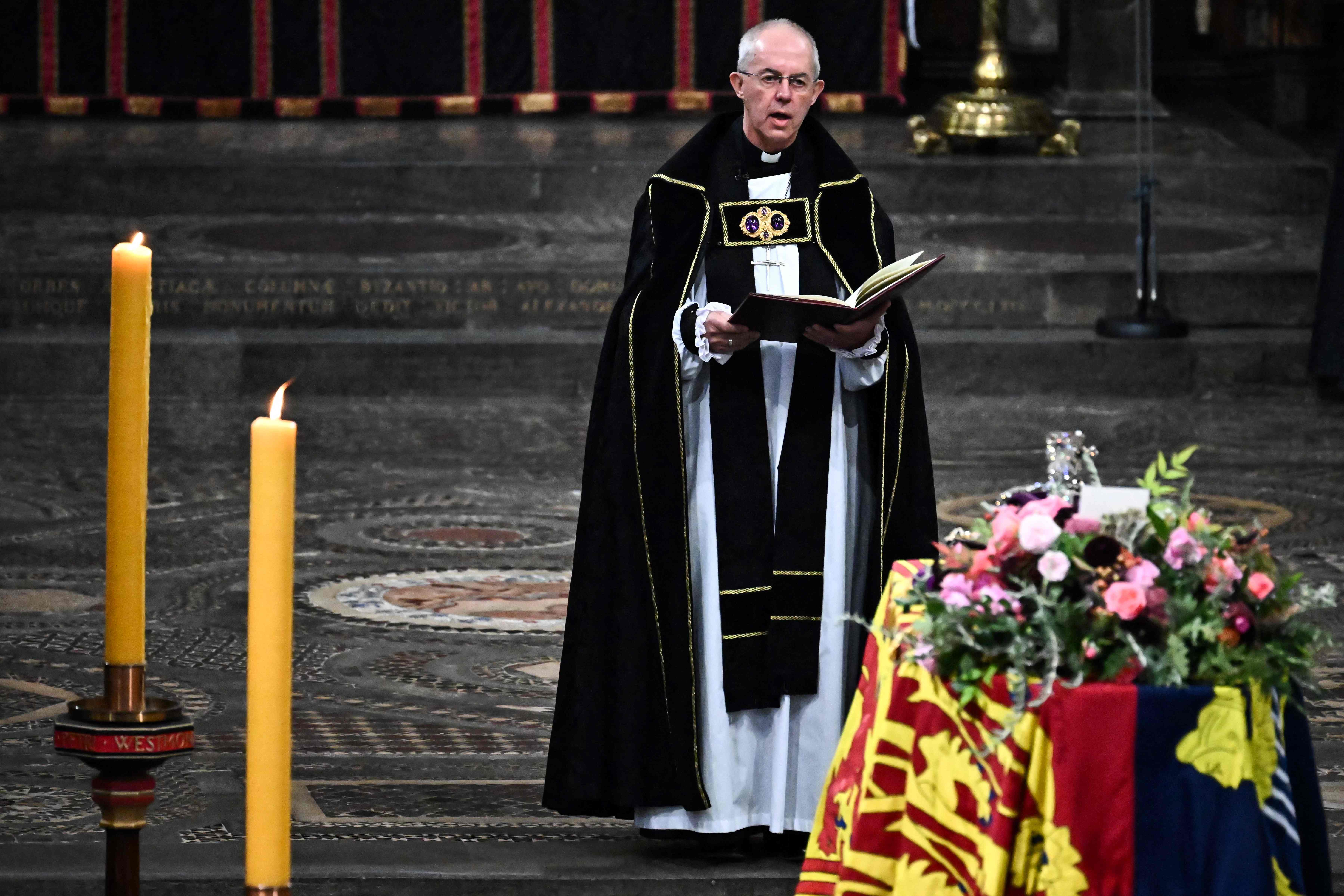 The Archbishop of Canterbury Justin Welby gives a reading at Queen Elizabeth II’s funeral.